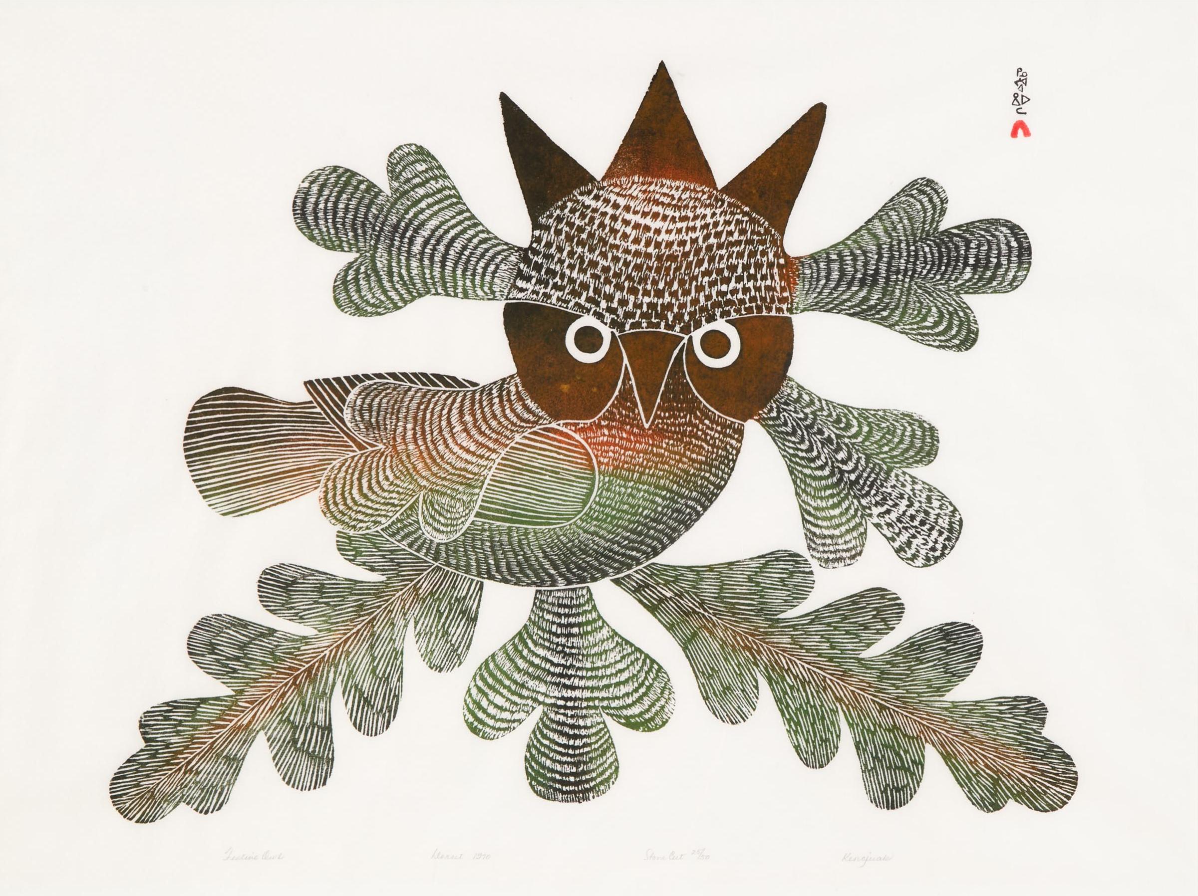 Kenojuak Ashevak (1927-2013) - Festive Owl, 1970