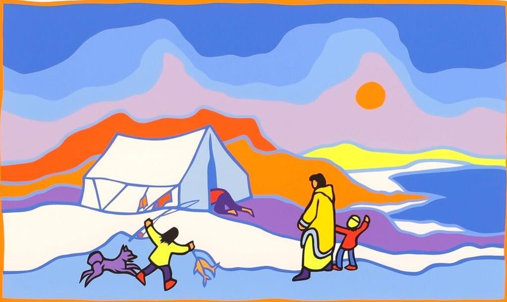 Ted Harrison (1926-2015) - Northern Camp; 1989