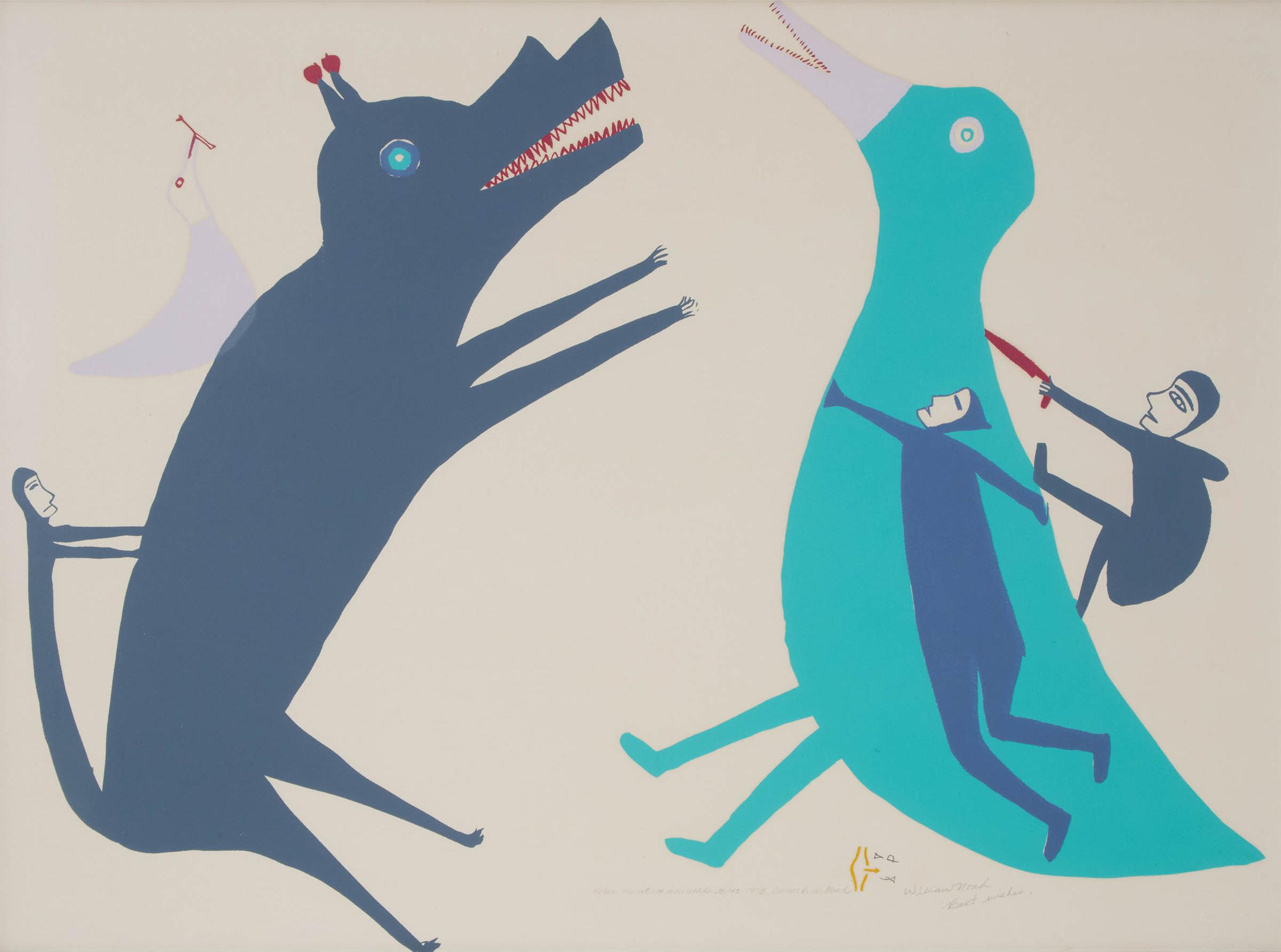 Jessie Oonark (1906-1985) - Men Hunting Animals, 1976