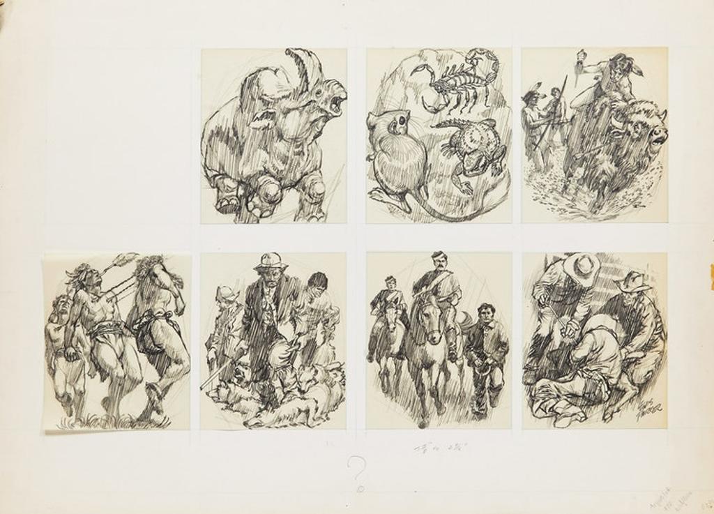 Lewis Parker (1926-2011) - Seven Drawings of Figures and Animals