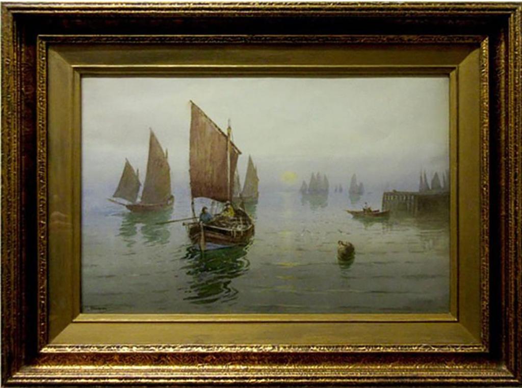 Charles E. Hannaford (1863-1955) - Harbour Scene At Dusk