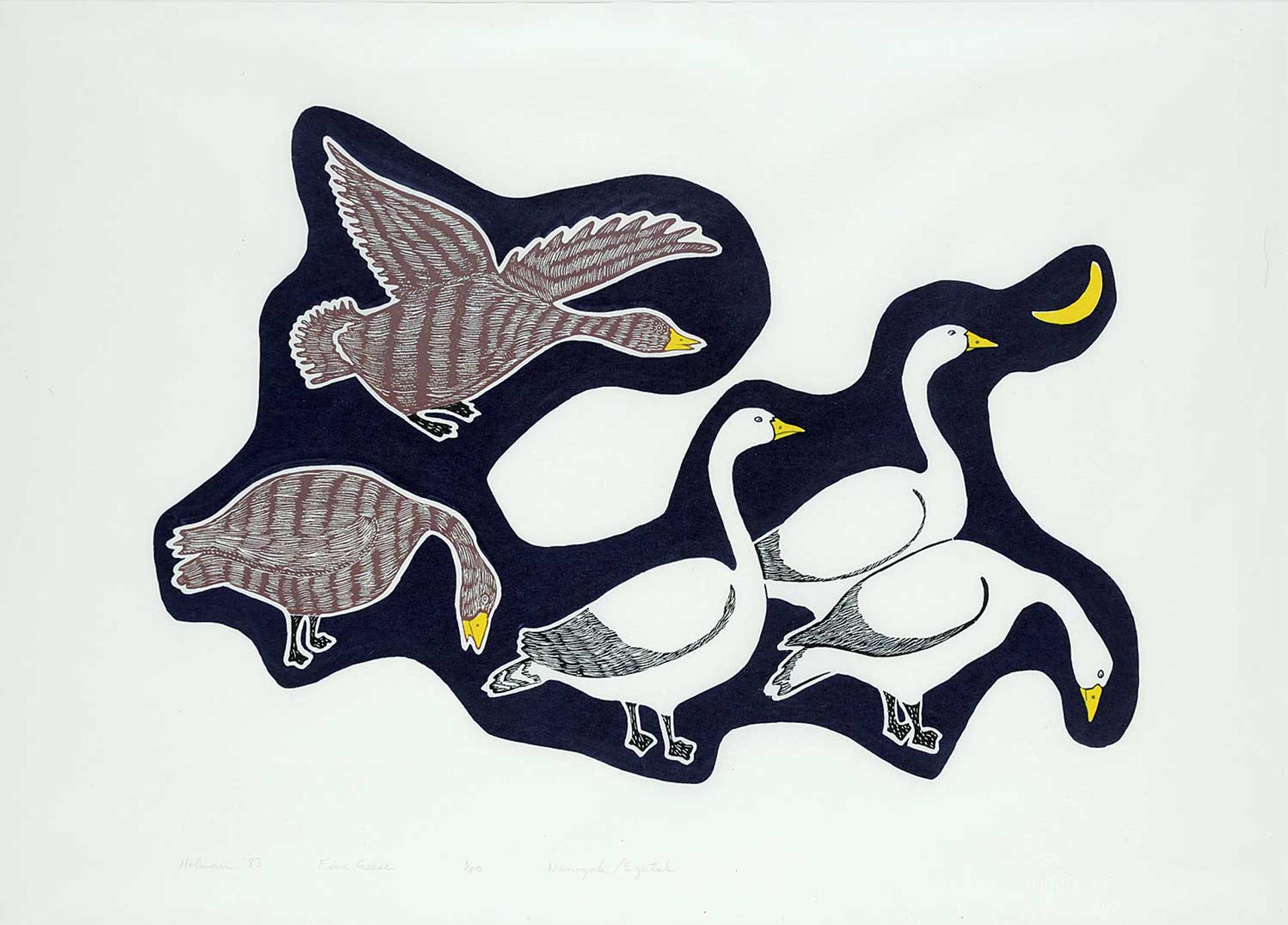 Agnes Nanogak (1925-2001) - Five Geese  #1/50