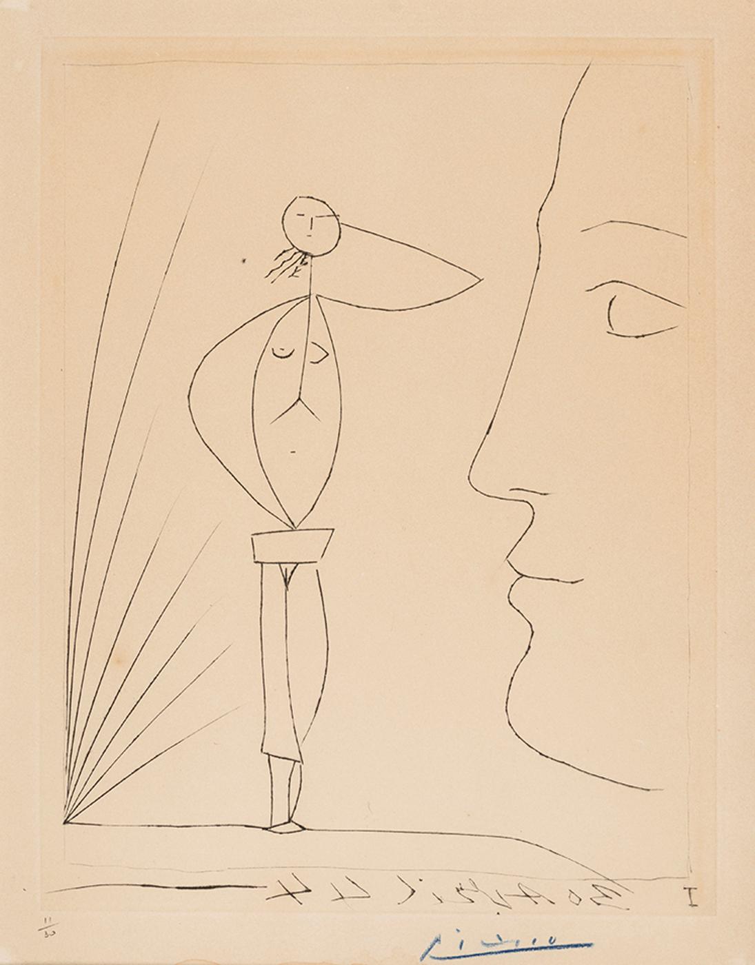 Pablo Ruiz Picasso (1881-1973) - Profil et femme nue