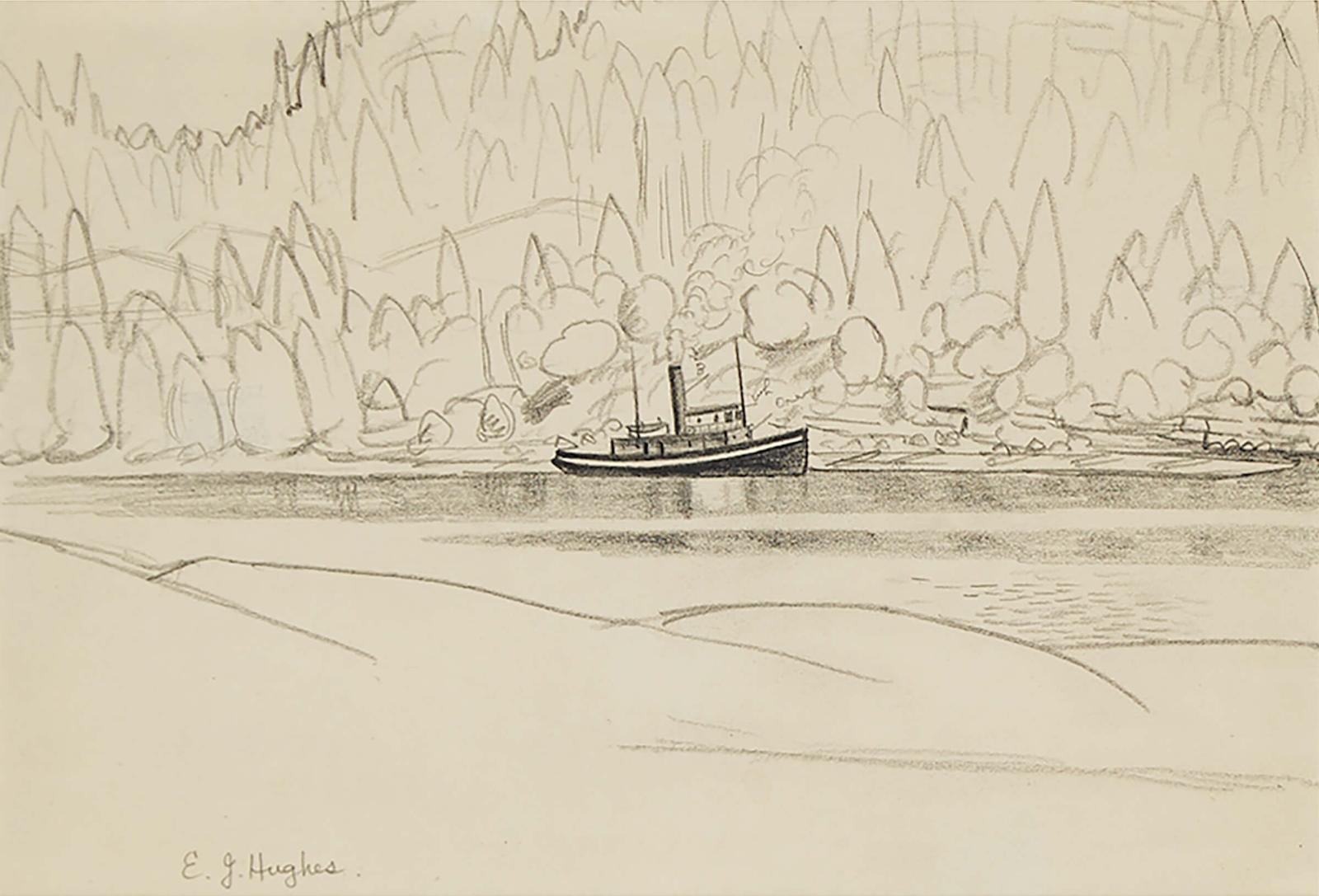 Edward John (E. J.) Hughes (1913-2007) - A Steam Tugboat In Ladysmith Harbour