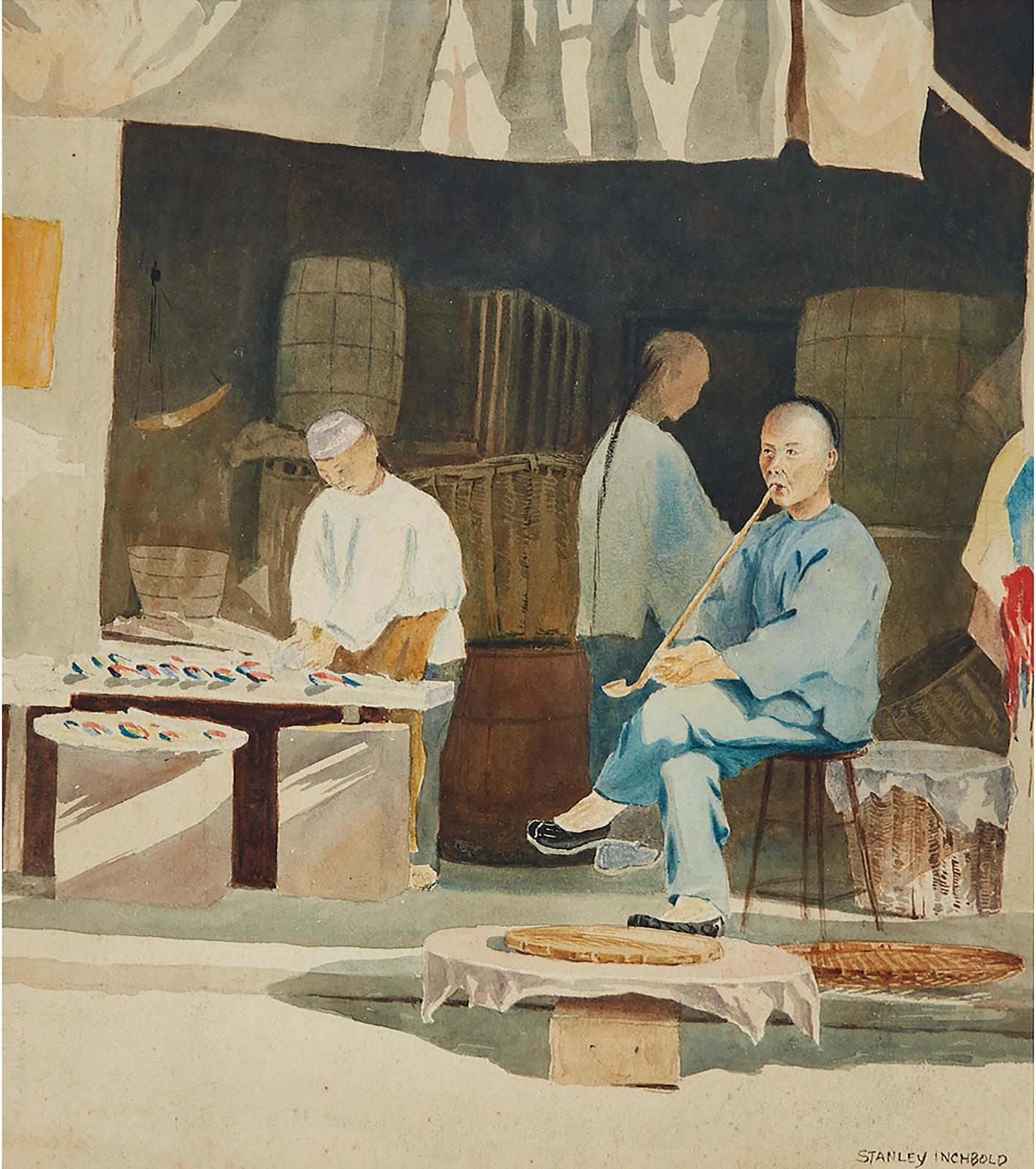 Edward Stanley Inchbold (1855-1934) - Hong Kong Market Vendors