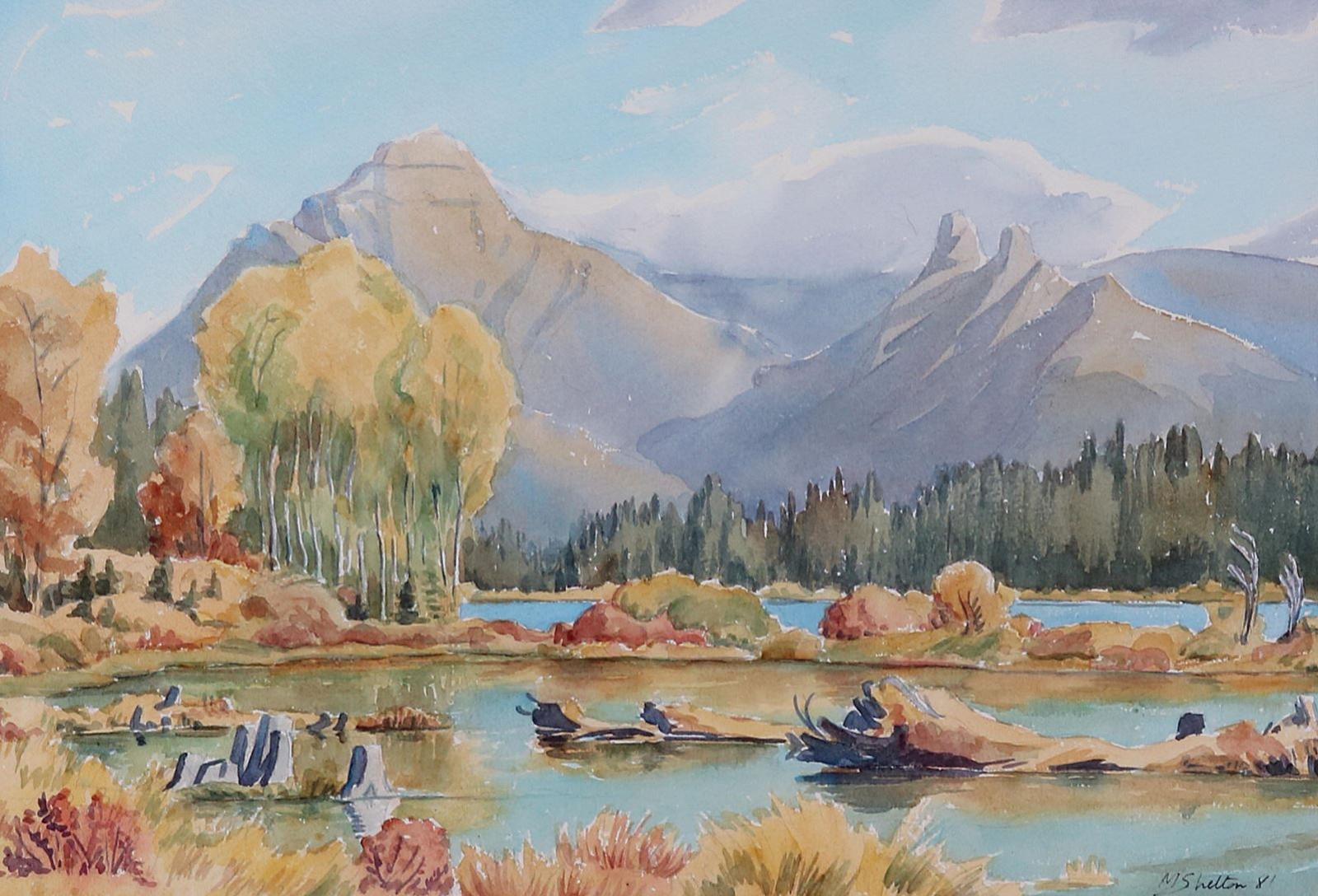 Margaret Dorothy Shelton (1915-1984) - Mountain Lake With Autumn Colours; 1981