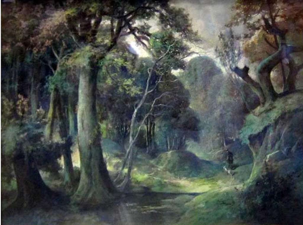 Henri Langerock (1830-1915) - Sunlit forest path