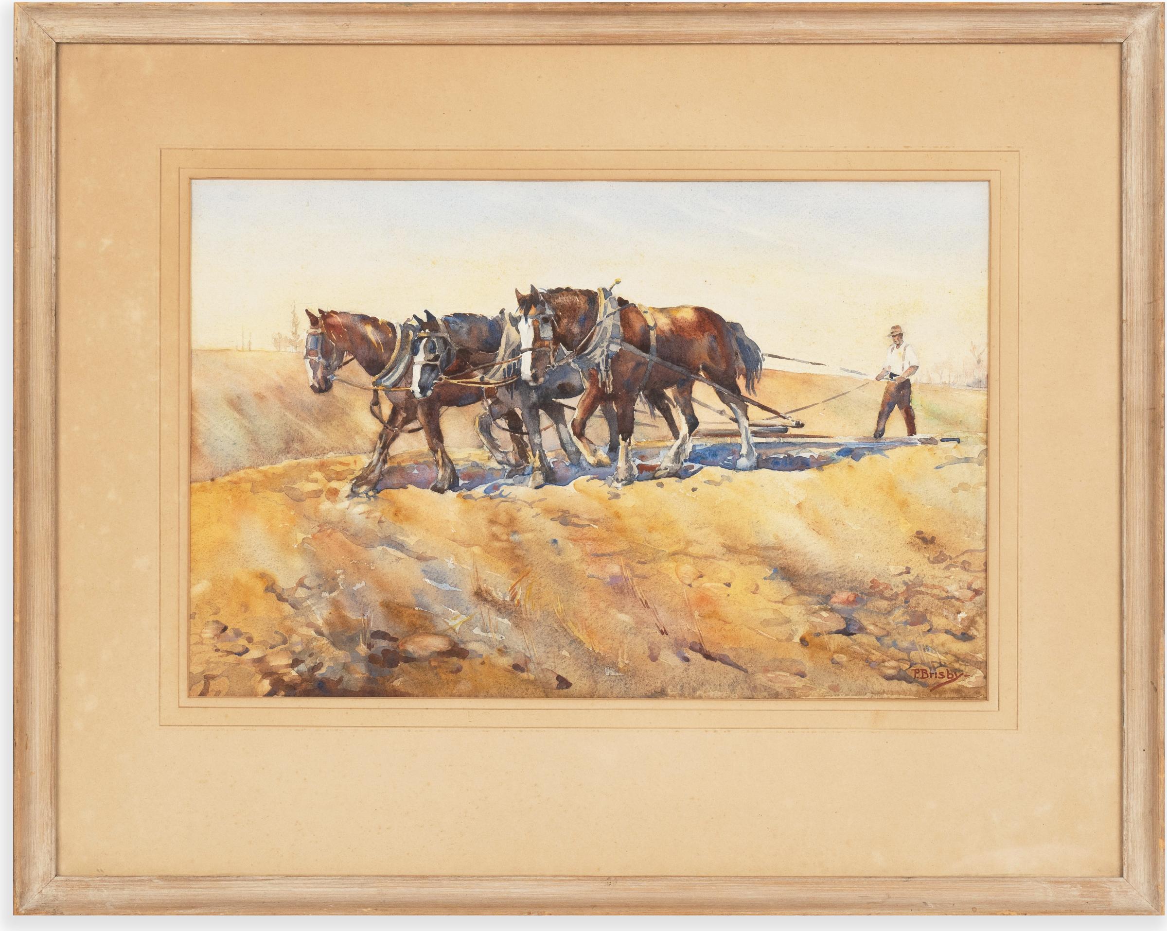 Peggy Brisby (1898-1985) - Untitled (Horses with Plow)