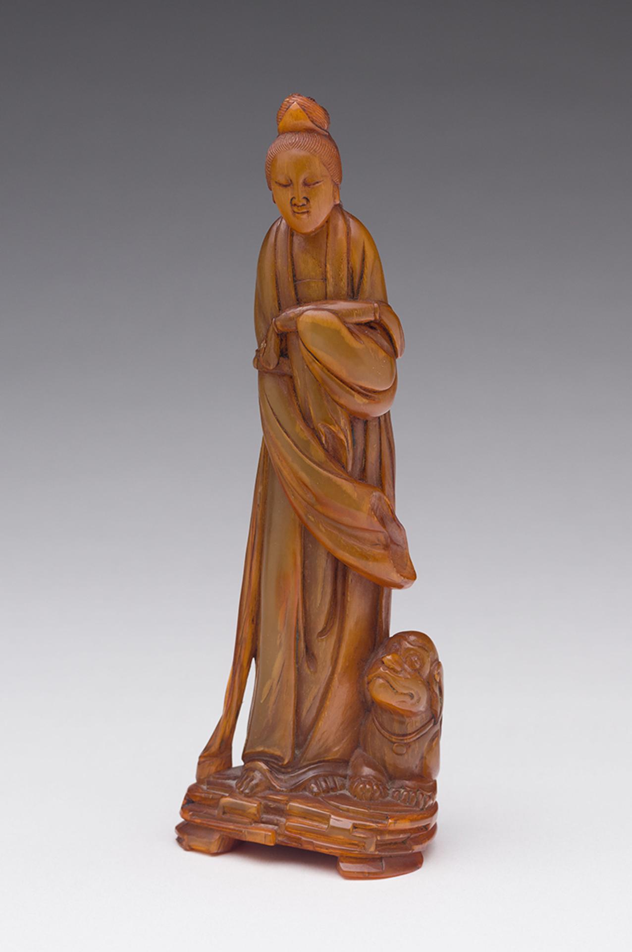 Chinese Art - Chinese Carved Horn Figure of a Lady, Qing Dynasty, Late 19th Century