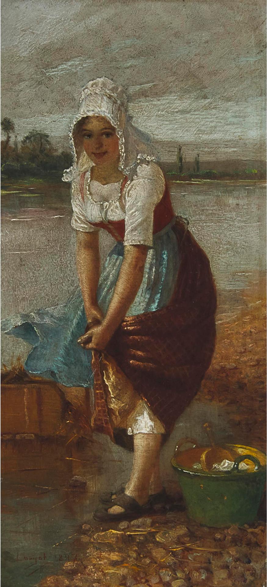 Edmond Louyot (1861-1920) - Young Woman Doing Laundry, 1834