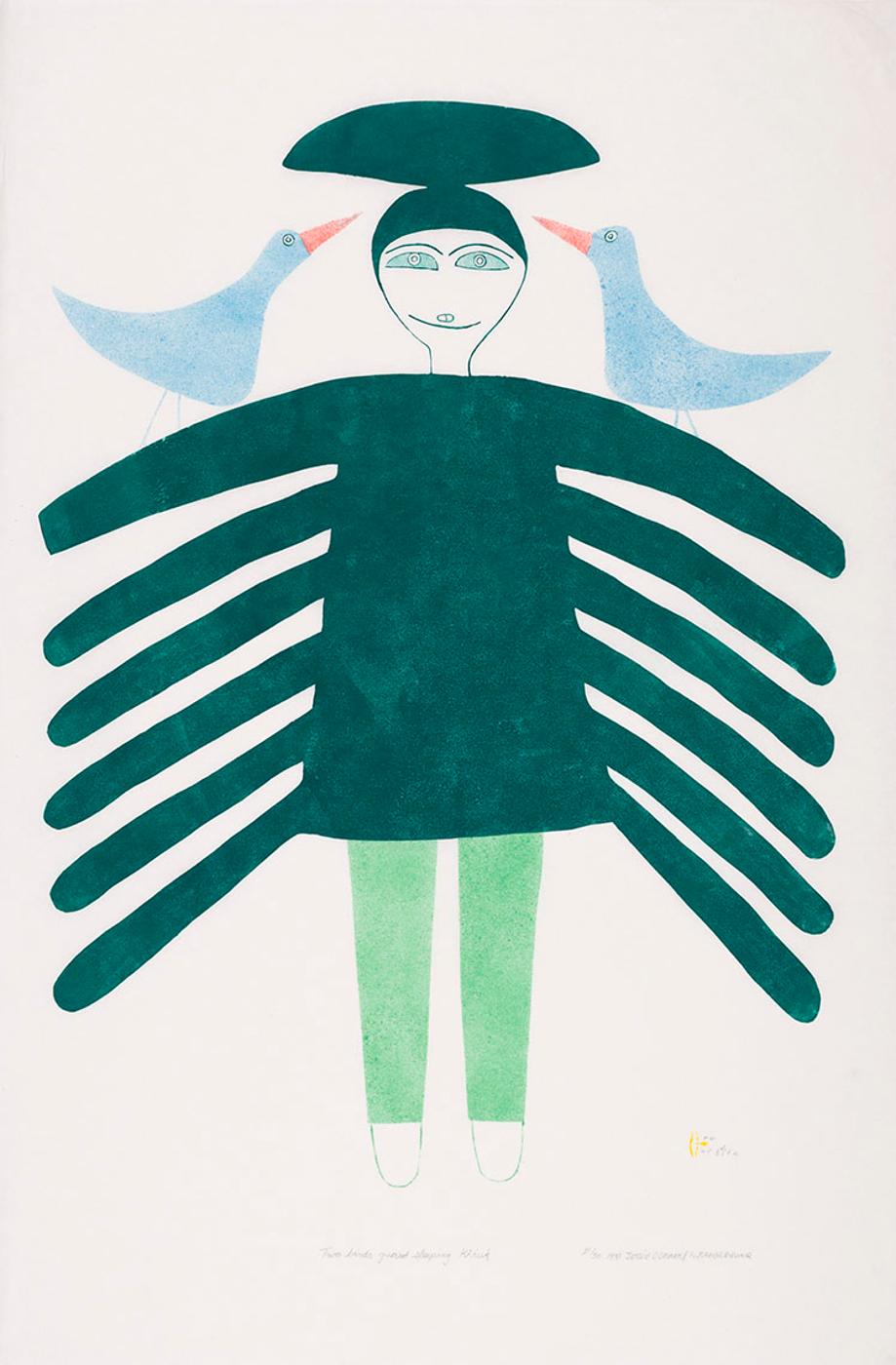 Jessie Oonark (1906-1985) - Two Birds Guard Sleeping Kiviuk