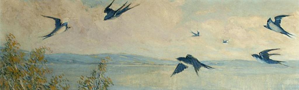 Frederick William Hutchison (1871-1953) - Swallows in Flight