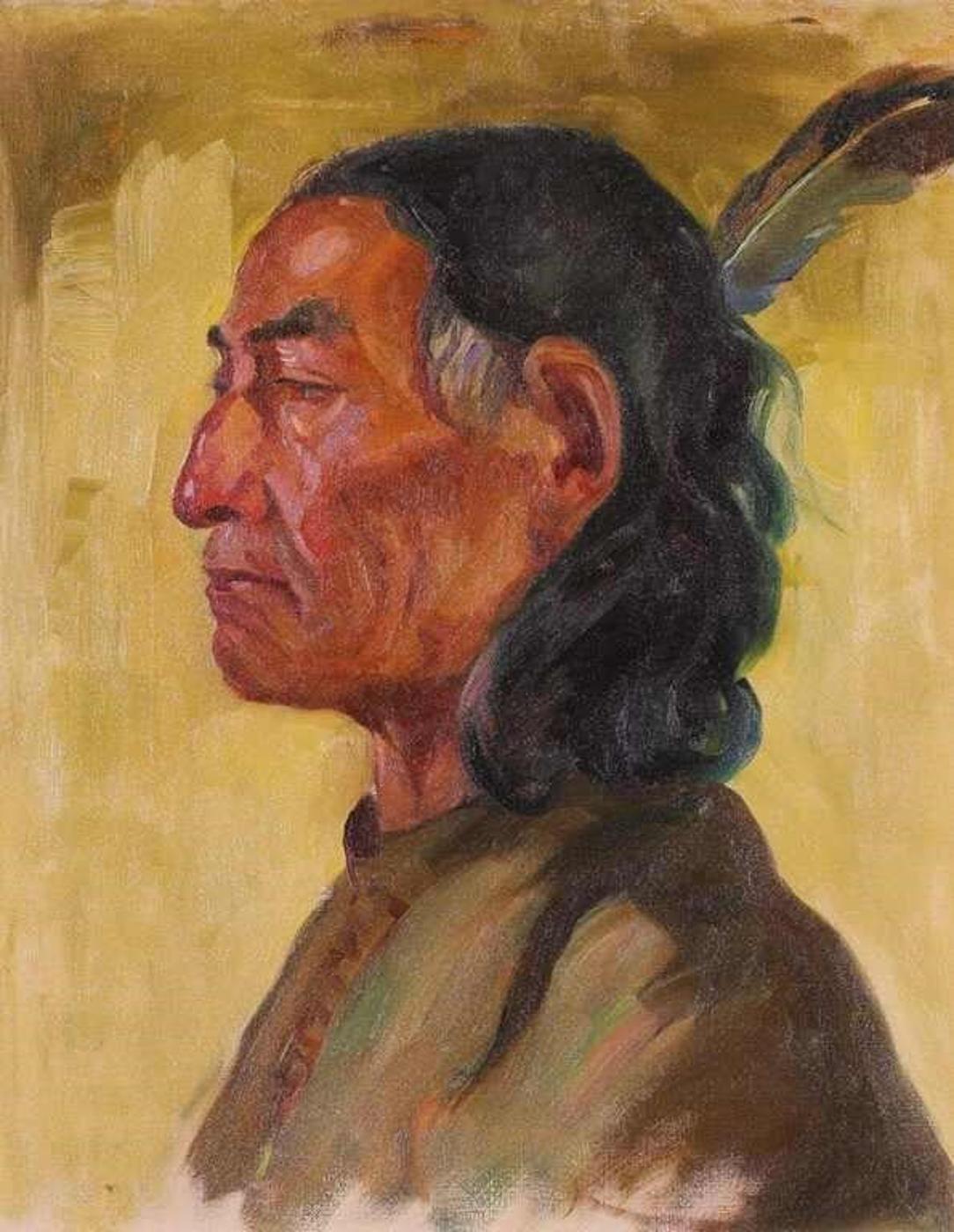 Nicholas (Nickola) de Grandmaison (1892-1978) - Portrait With Eagle Feather