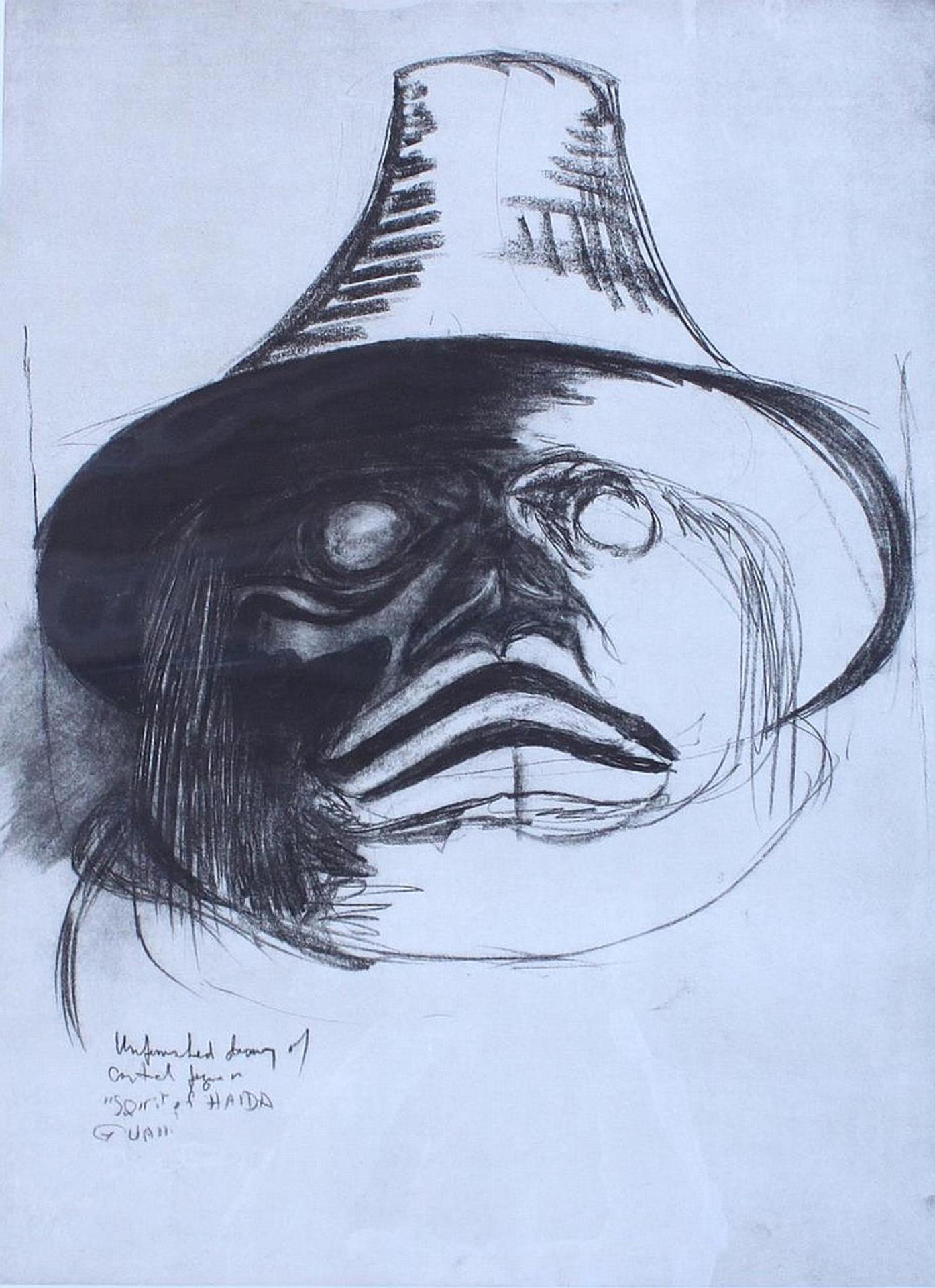 Bill (William) Ronald Reid (1920-1998) - Unfinished Drawing of Central Figure from Spirit of Haida Gwaii