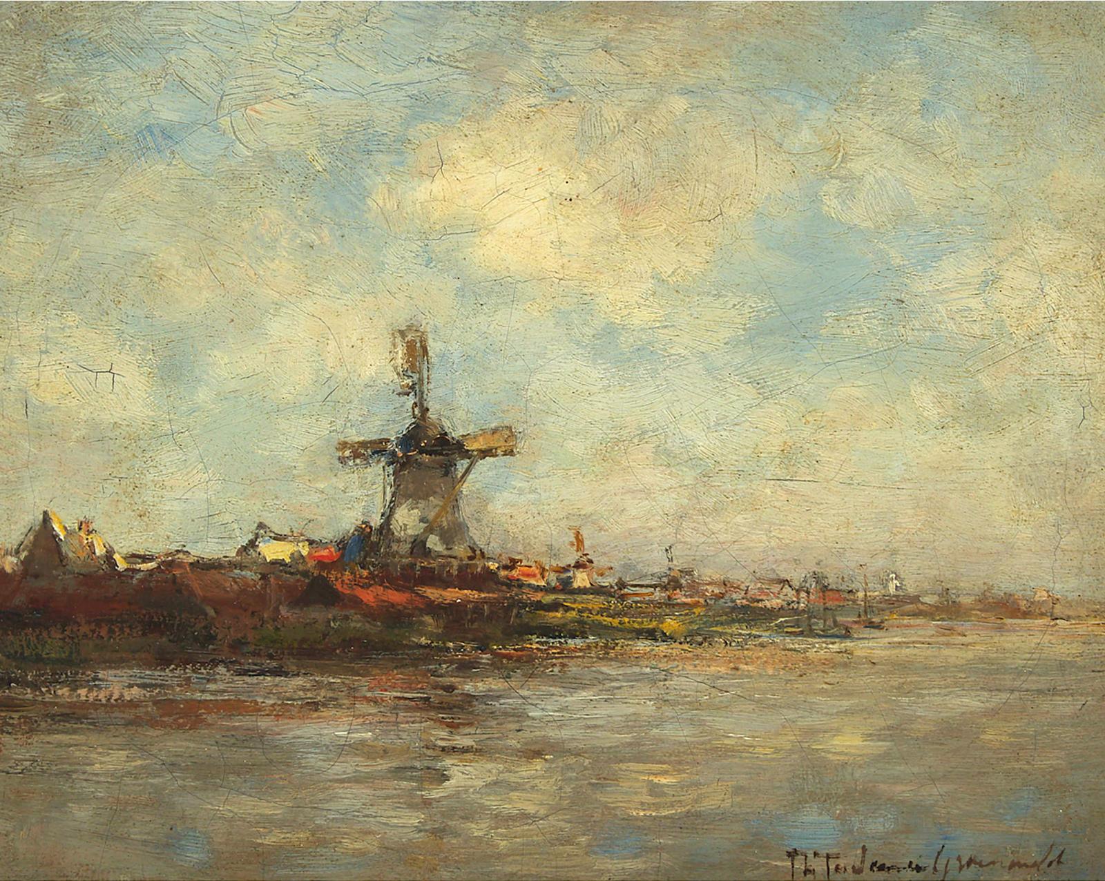 Thamine Tadama-Groeneveld (1871-1938) - Windmill On A River