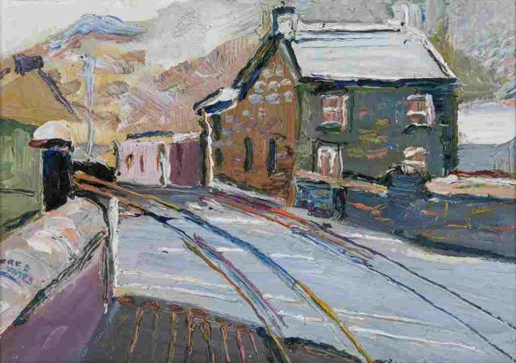 Fred Yates (1922-2008) - Untitled (railway tracks through town)