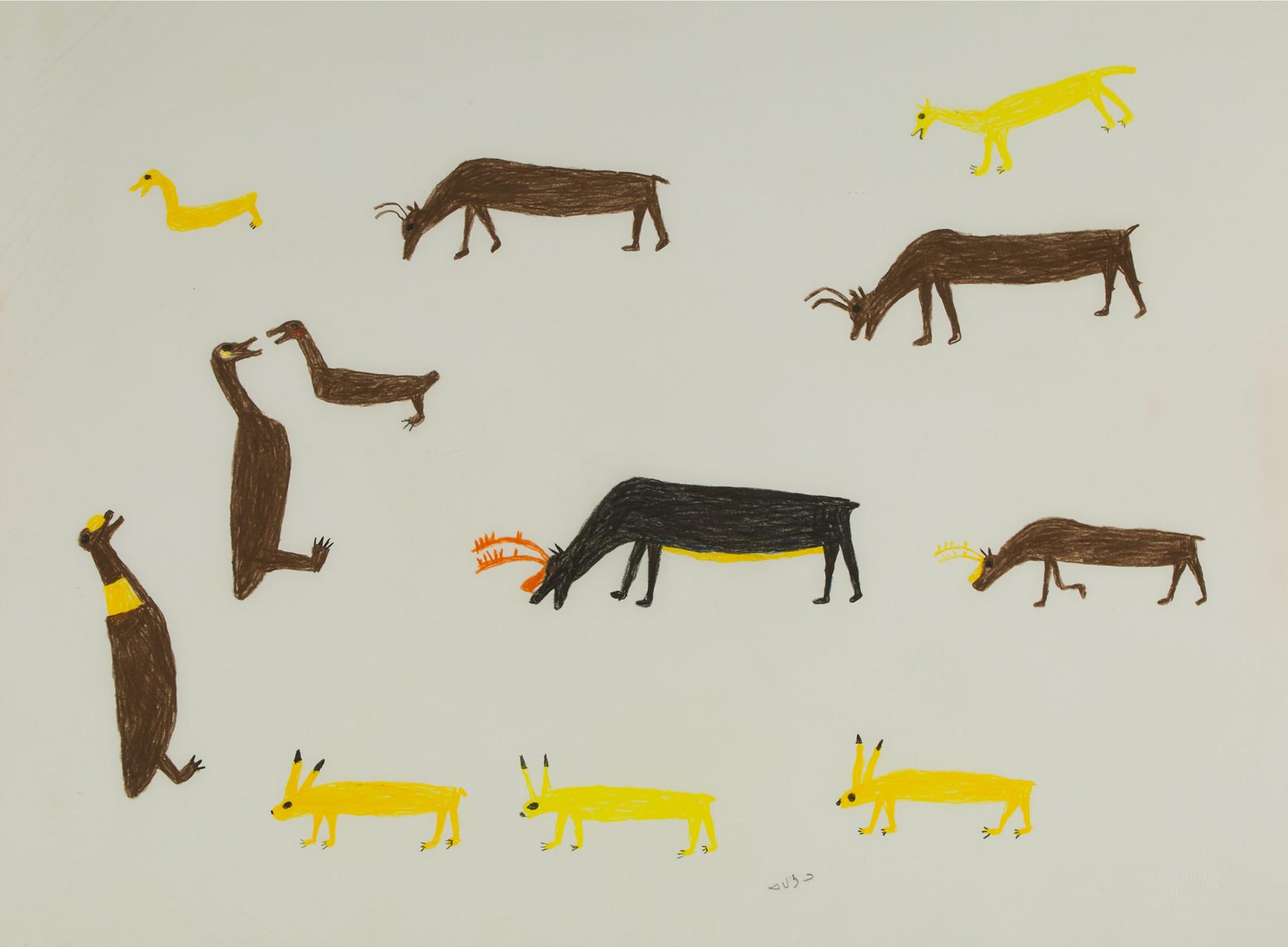 Luke H.Amitnaaq Anguhadluq (1895-1982) - Untitled (Caribou Grazing)