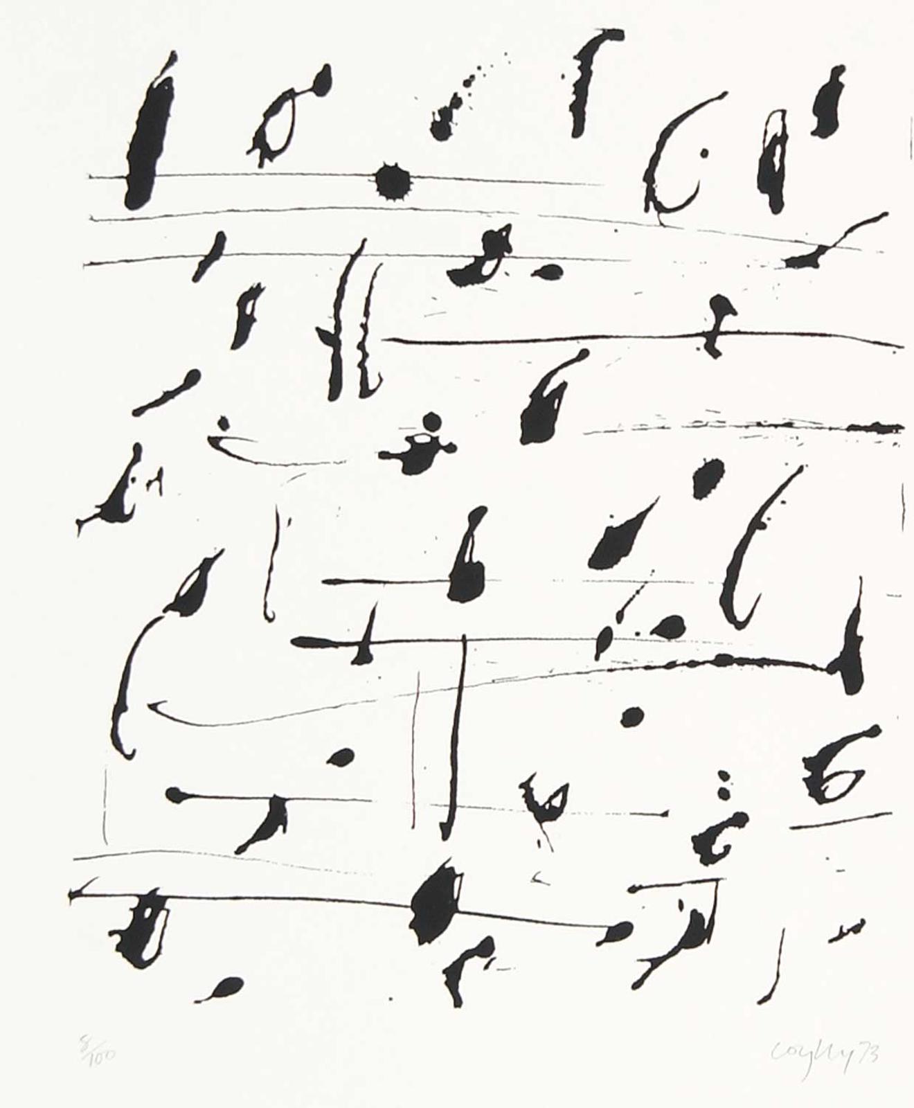 John Graham Coughtry (1931-1999) - Untitled - Black and White Musical Notes  #8/100