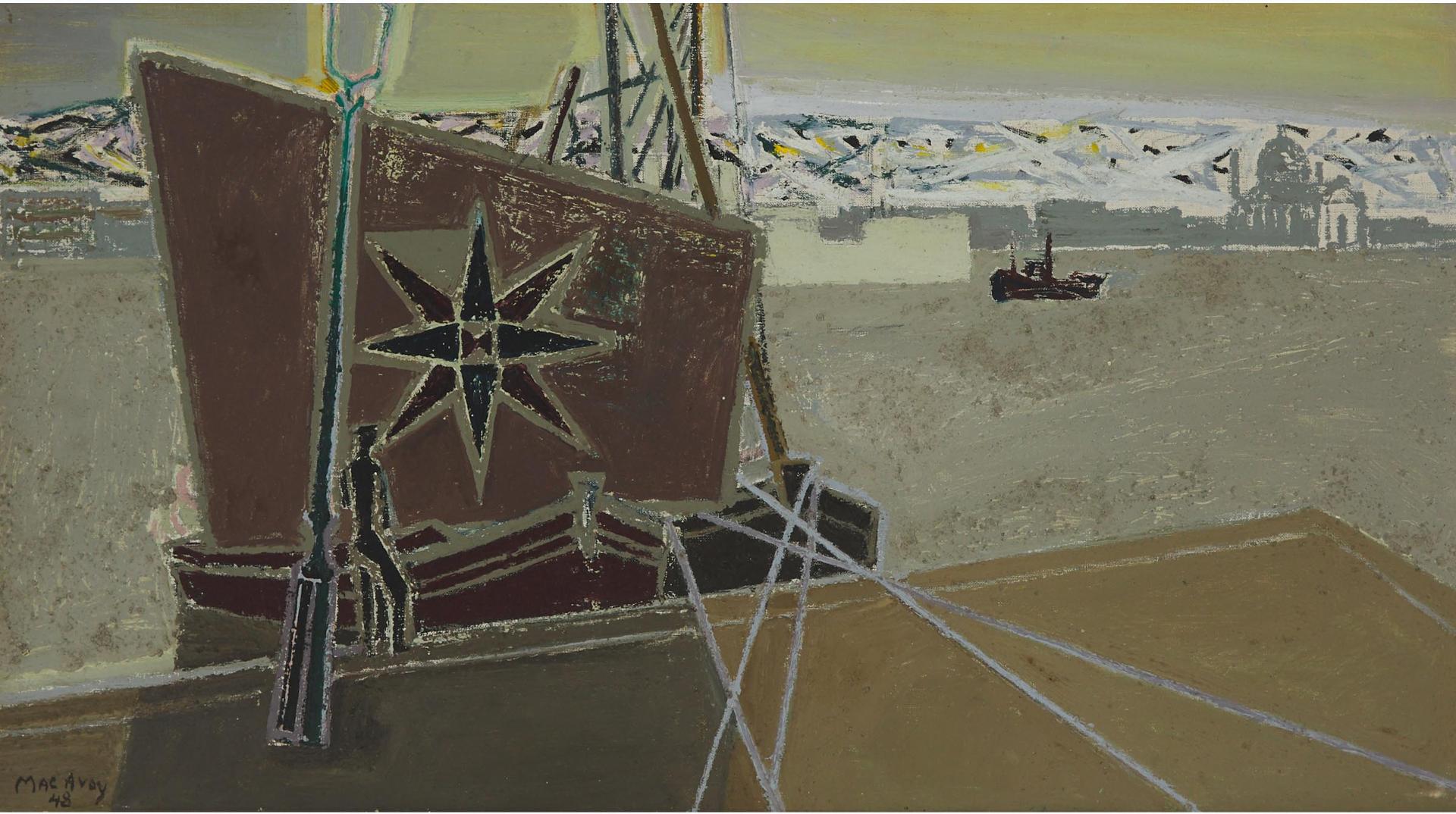 Edouard Georges MacAvoy (1905-1991) - Harbour Scene - Venice, 1948