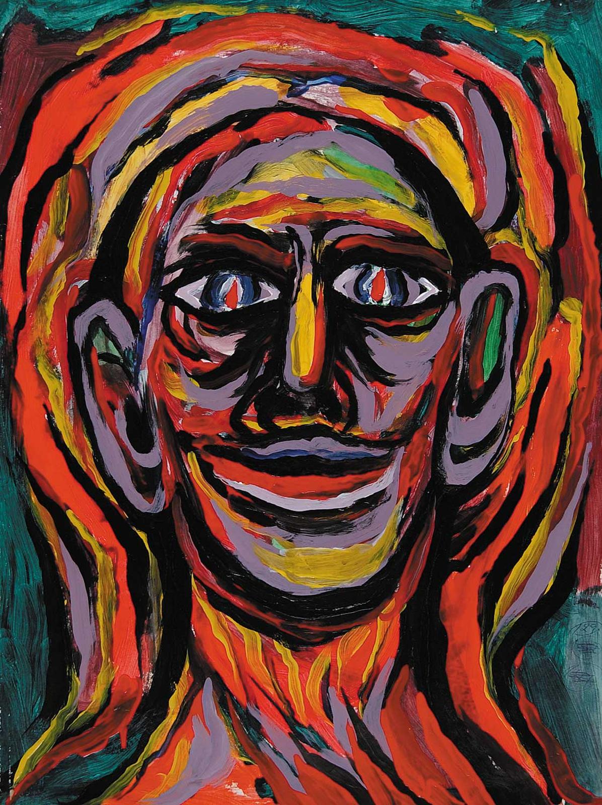 Robert Charles Aller (1922-2008) - Untitled - Portrait of Man in Vivid Colour II