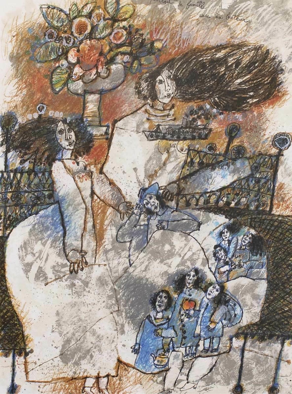 Théo Tobiasse (1927-2012) - Portrait De Famille Avec Un Bateau; 1978