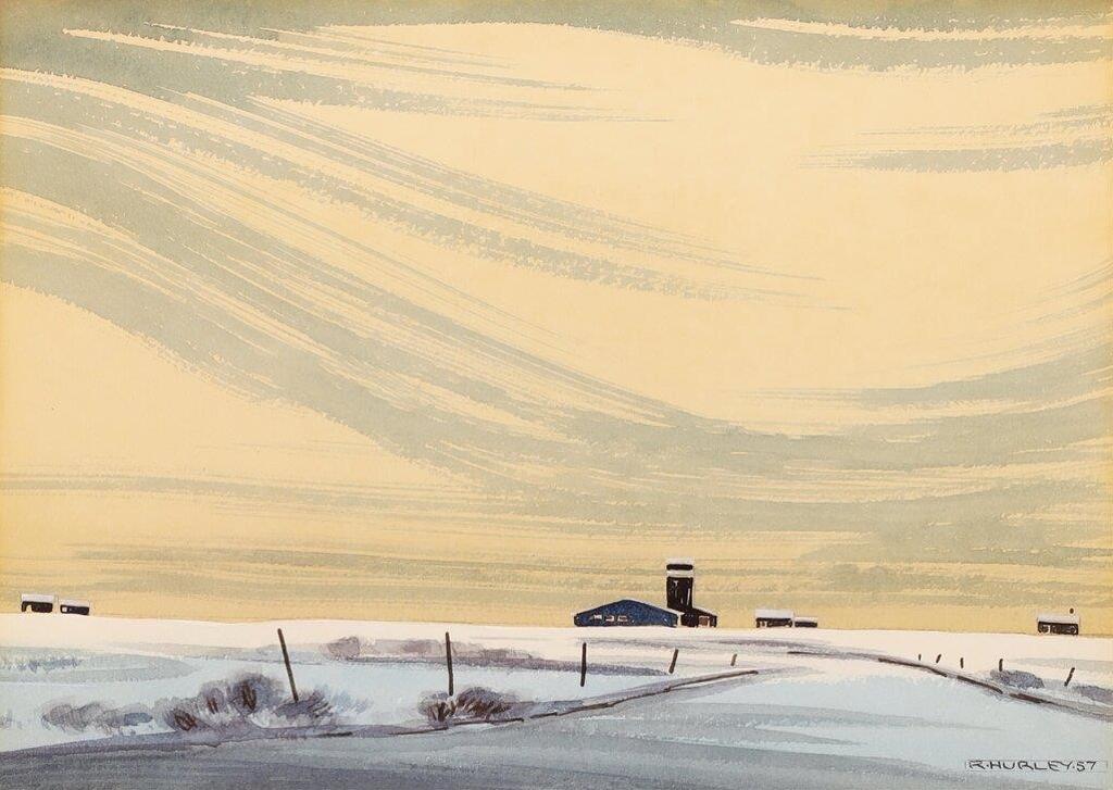 Robert Newton Hurley (1894-1980) - Prairie Farm, Winter; 1957