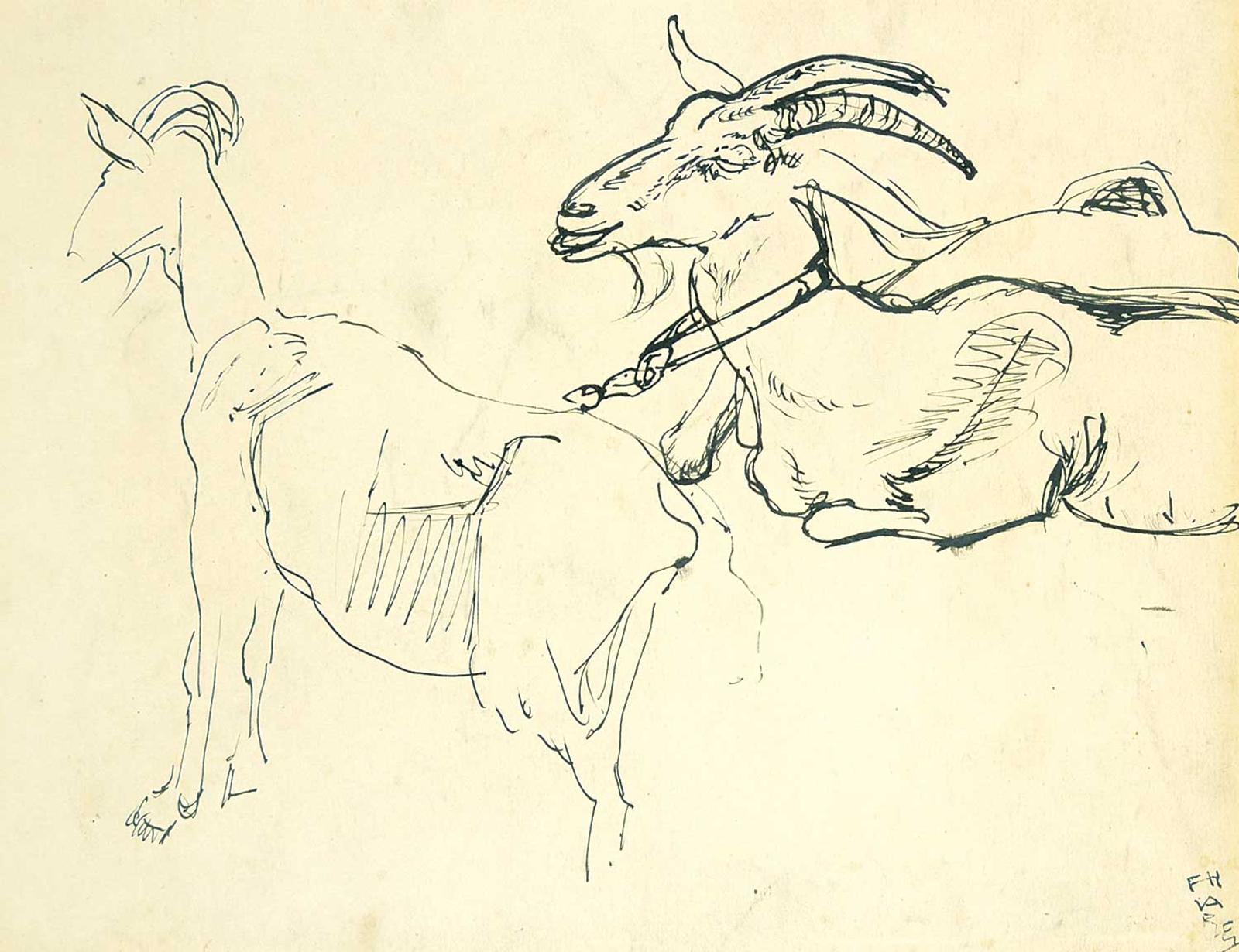 Frederick Horseman Varley (1881-1969) - Goats