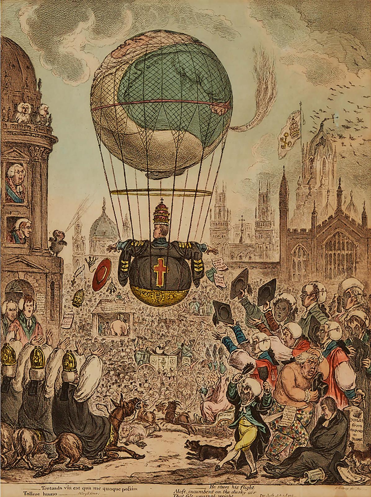 James Gillray (1757-1815) - He Steers His Flight Aloft, Incumbent On The Dusky Air That Felt Unusual Weight, 1810