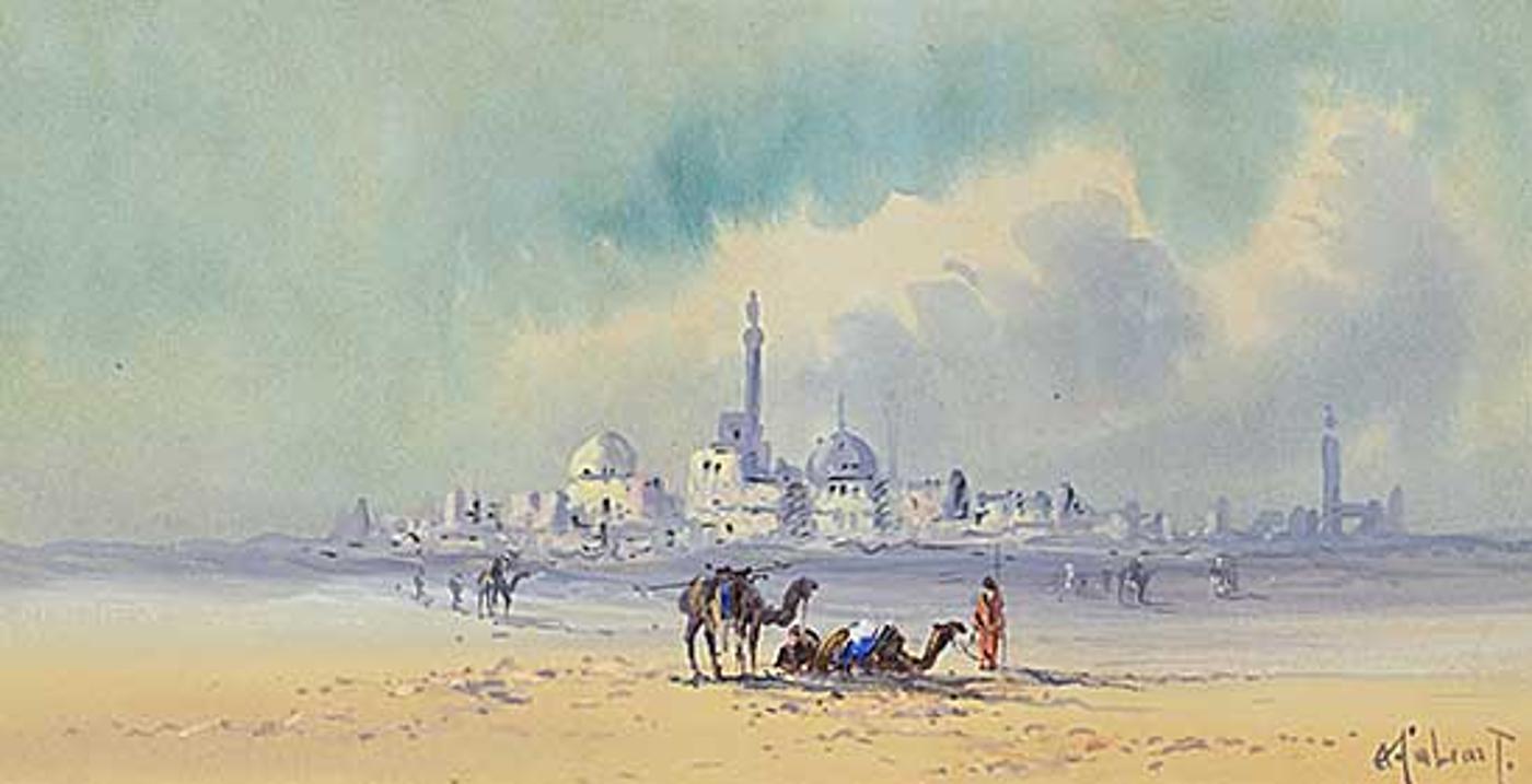 A. Calvert - Untitled - Desert Scene with Camels