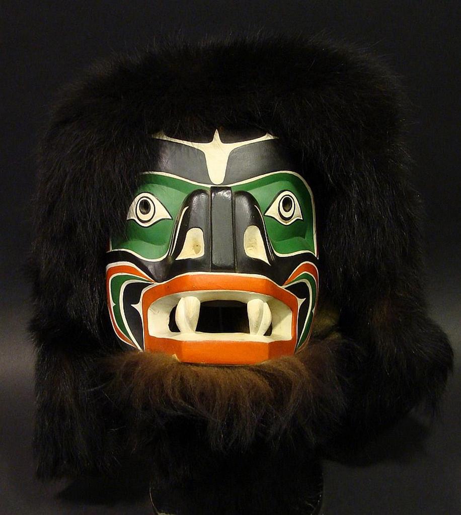 Matt James - a carved and polychromed Bear mask