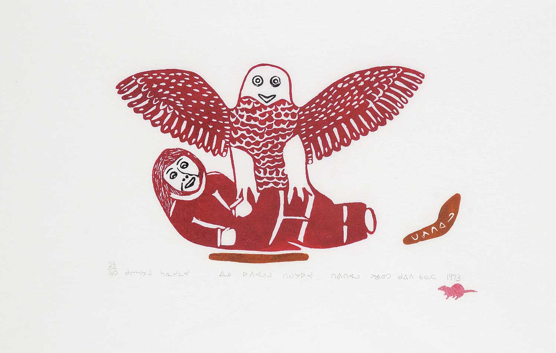 Davidialuk Alasua Amittu (1910-1976) - An Eskimo [sic] Taken by an Owl  #23/40