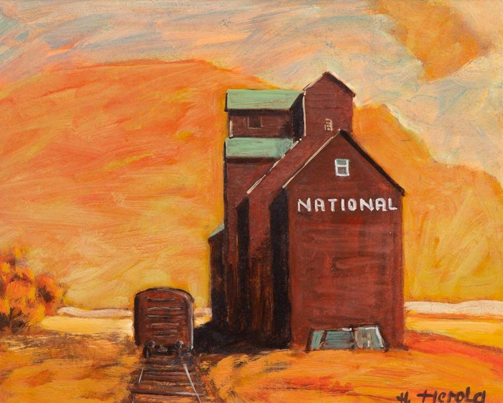 Hans Herold (1925-2011) - Elevator at Denholm, Sask.