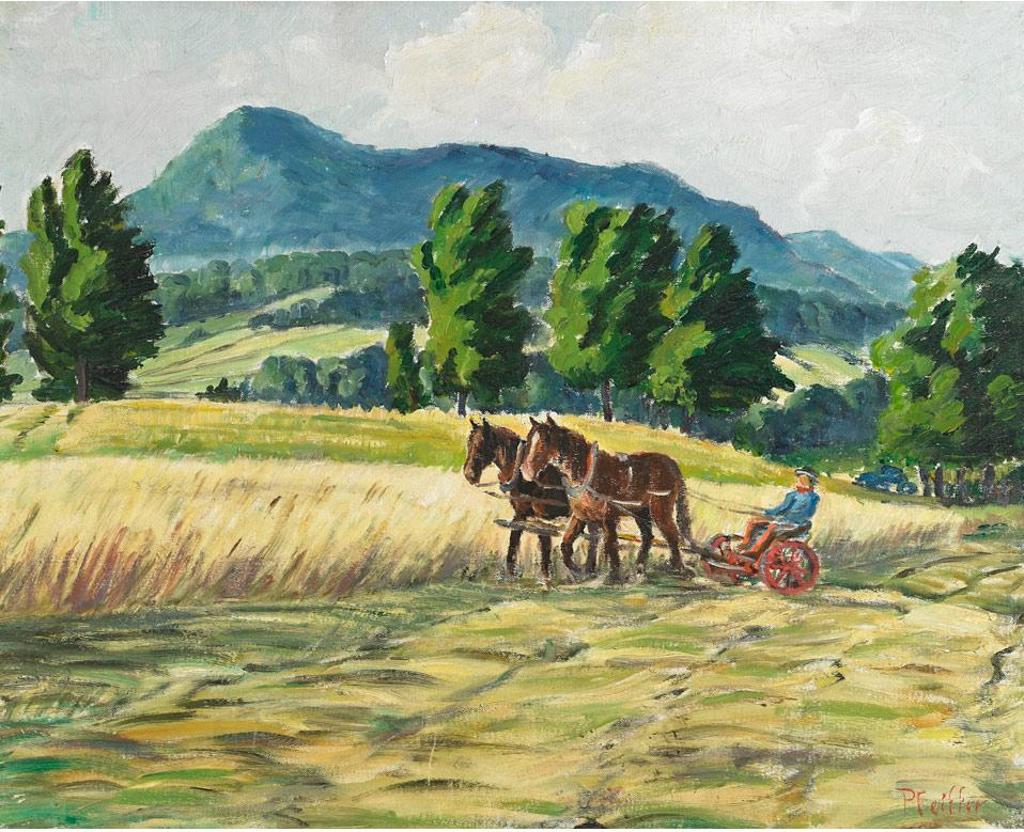 Gordon Edward Pfeiffer (1899-1983) - Cutting The Hay, August 1948