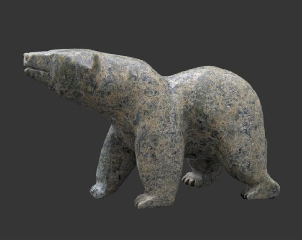 Nowdlak Noah (1964) - Mottled green stone carving of a standing polar bear