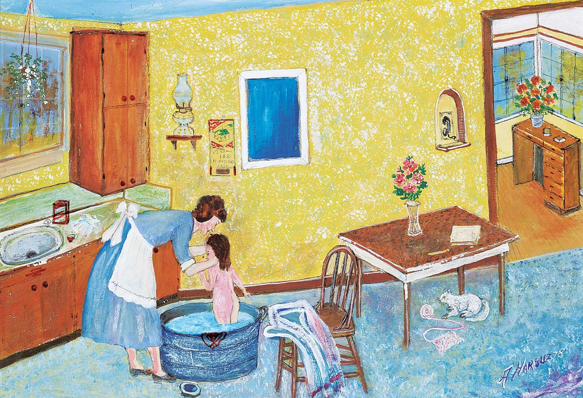 Ann Alexandra Harbuz (1908-1989) - Washing Baby