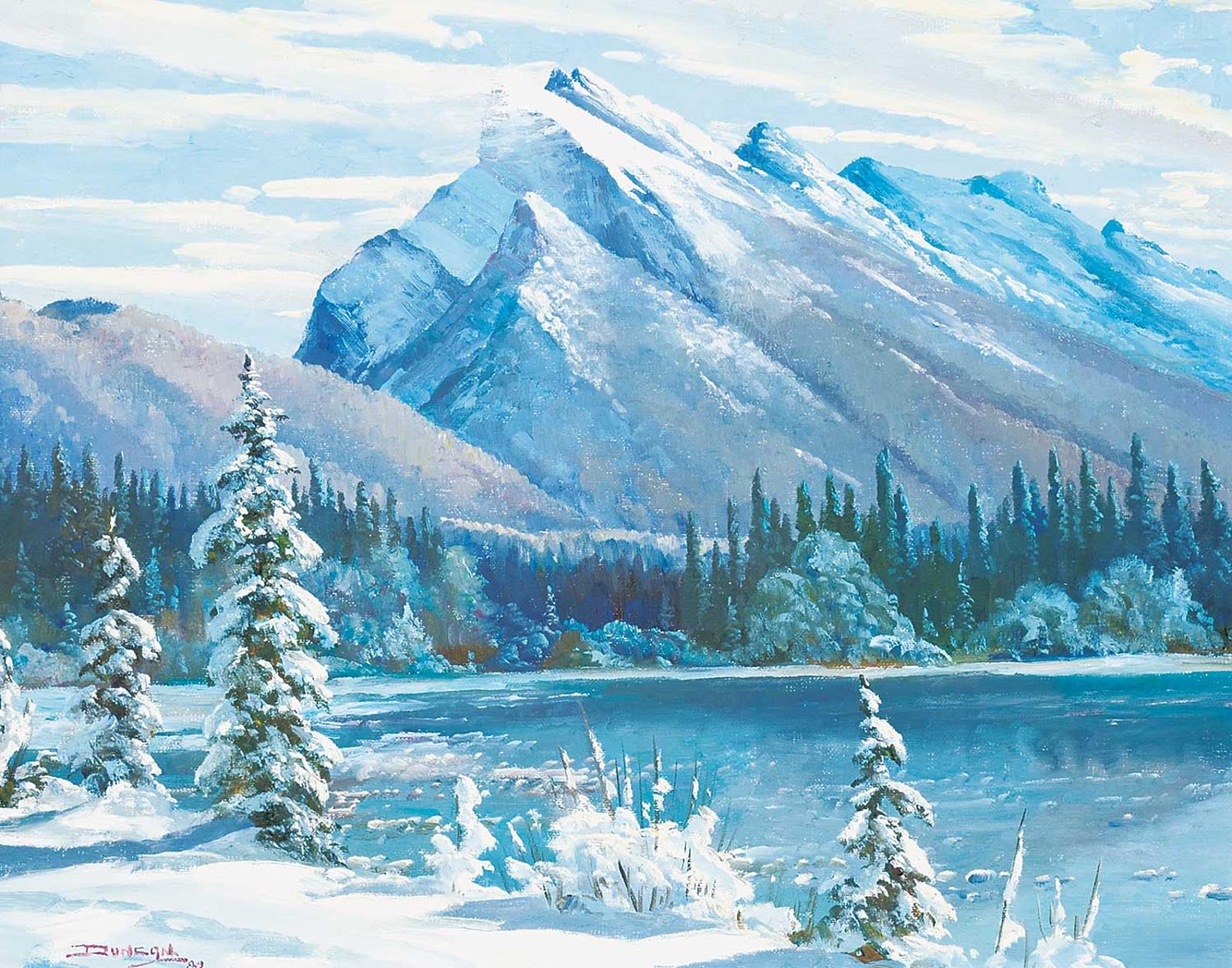 Duncan Mackinnon Crockford (1922-1991) - Winter Comes to Banff, Mt Rundle and Vermilion Lakes, Alberta