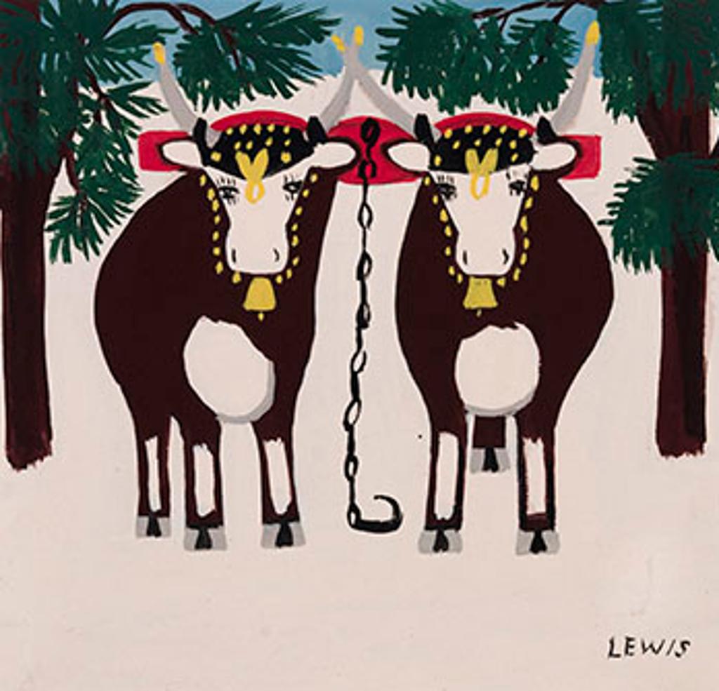 Maud Kathleen Lewis (1903-1970) - Two Oxen in Winter