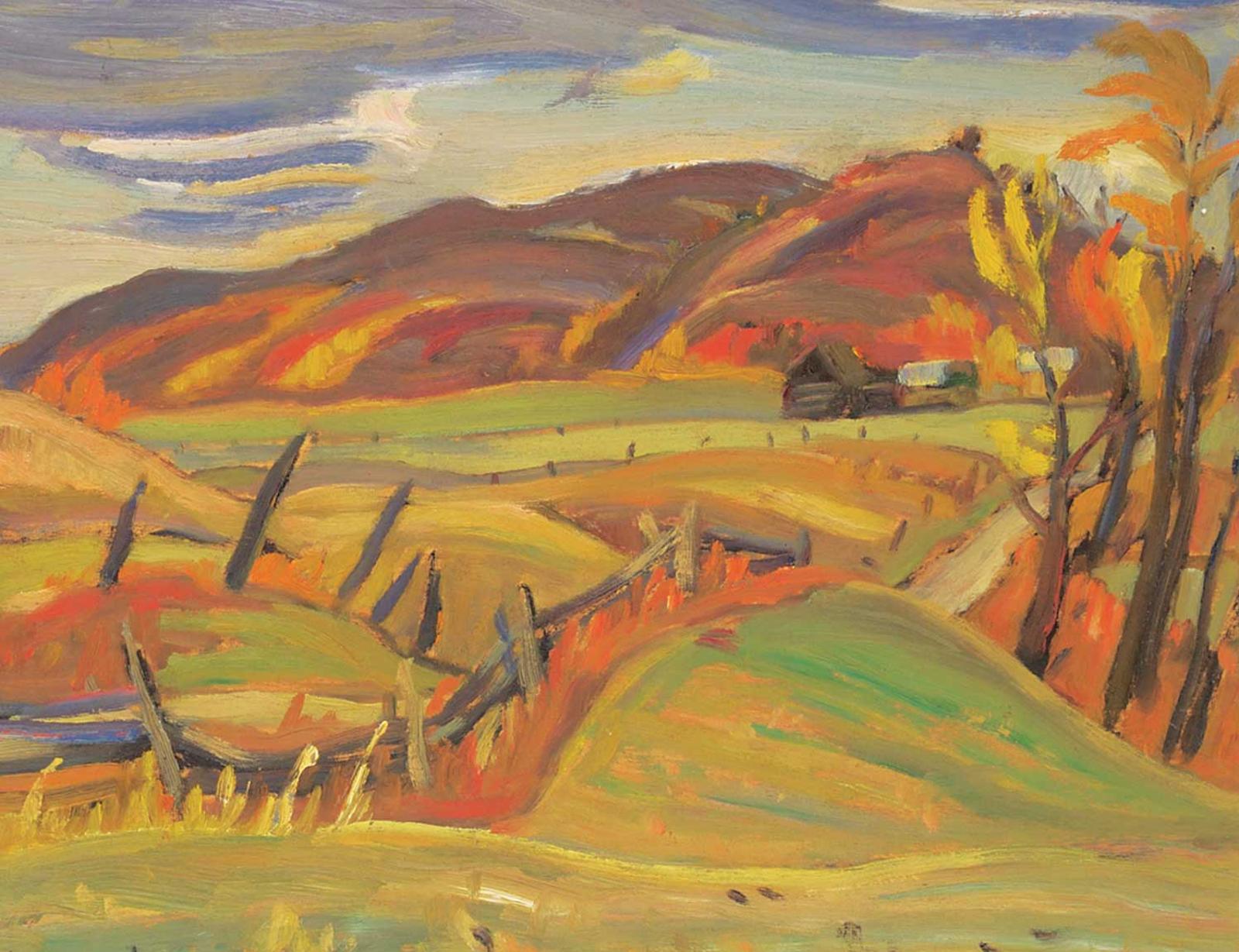 Ralph Wallace Burton (1905-1983) - Untitled - Fall Country Side / Barns in the Fall