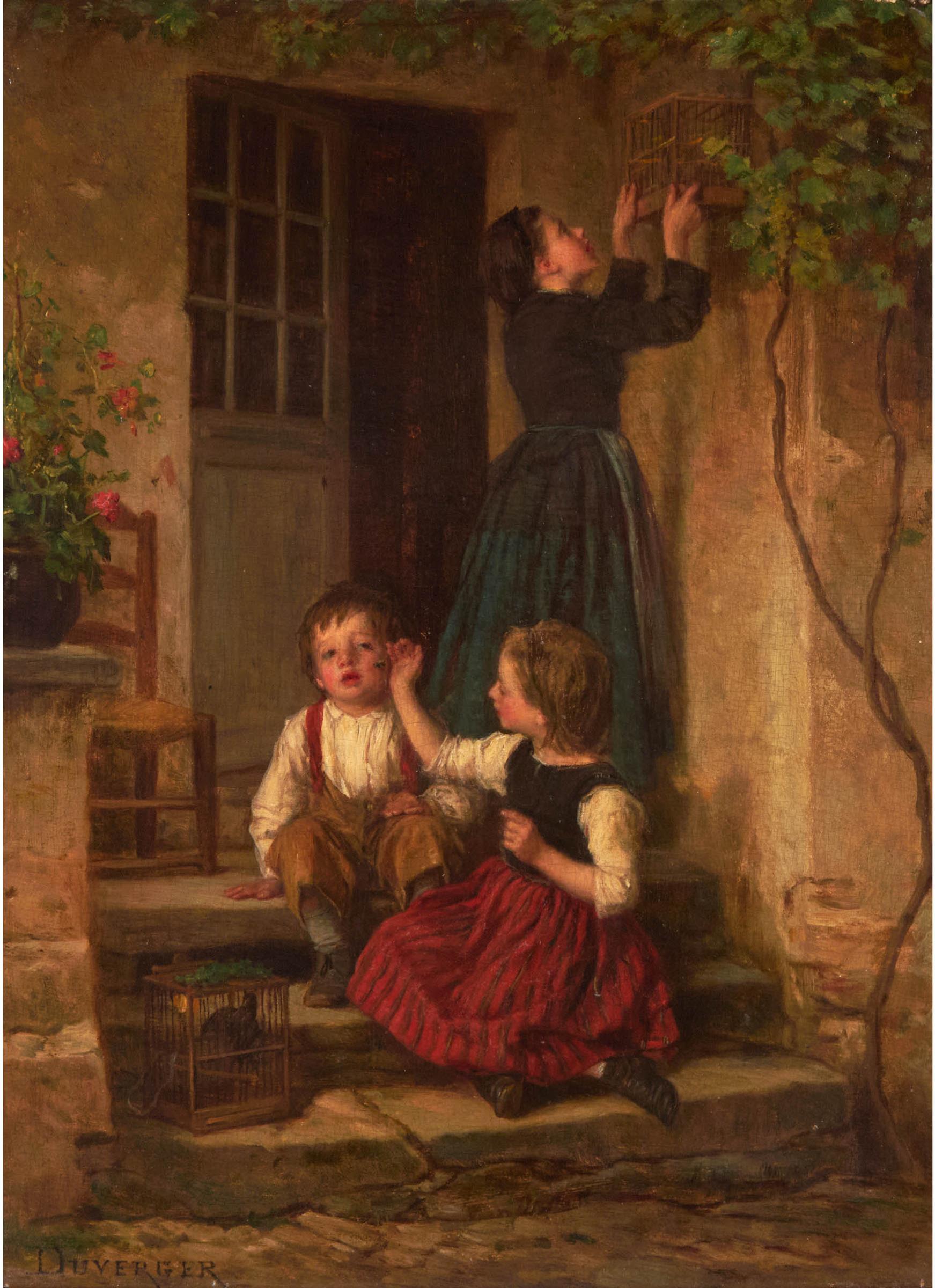 Théophile Emmanuel Duverger - Untitled (Mother And Children On Doorstep)