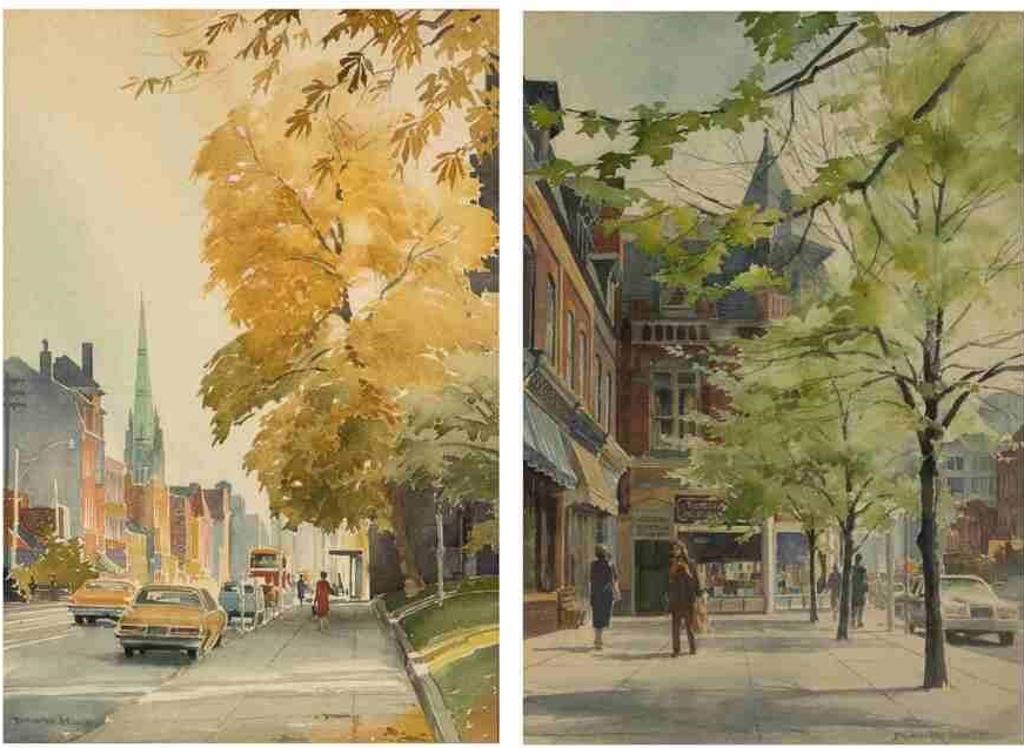 Dorothy Mary Mould (1924-2013) - Two watercolours, Queen St., Toronto c. 1980