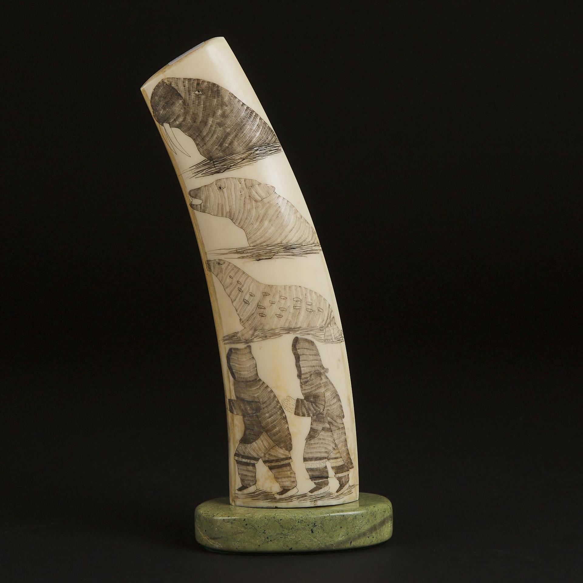 Davidee Itulu (1929-2006) - Incised Tusk On Base, Ca. 1965