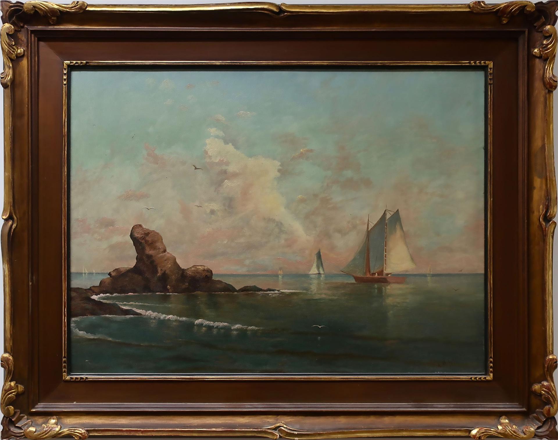 A.H. Collins - Untitled (Sailboats Under Pink Skies)