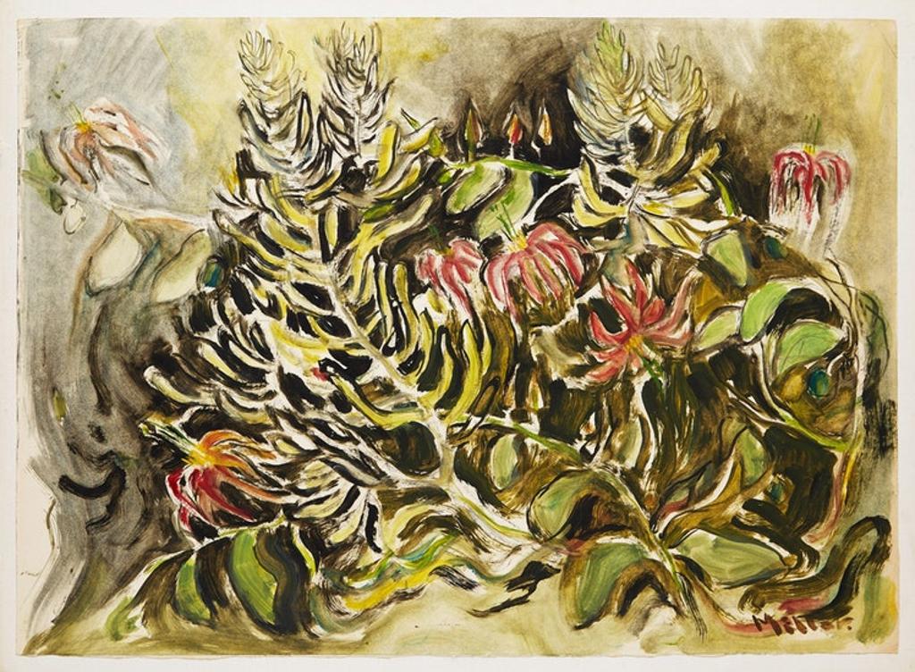 Alexander Samuel Millar (1921-1978) - Abstract Landscape; Abstract Landscape; Abstract Floral Composition; Landscape with Flowering Bush
