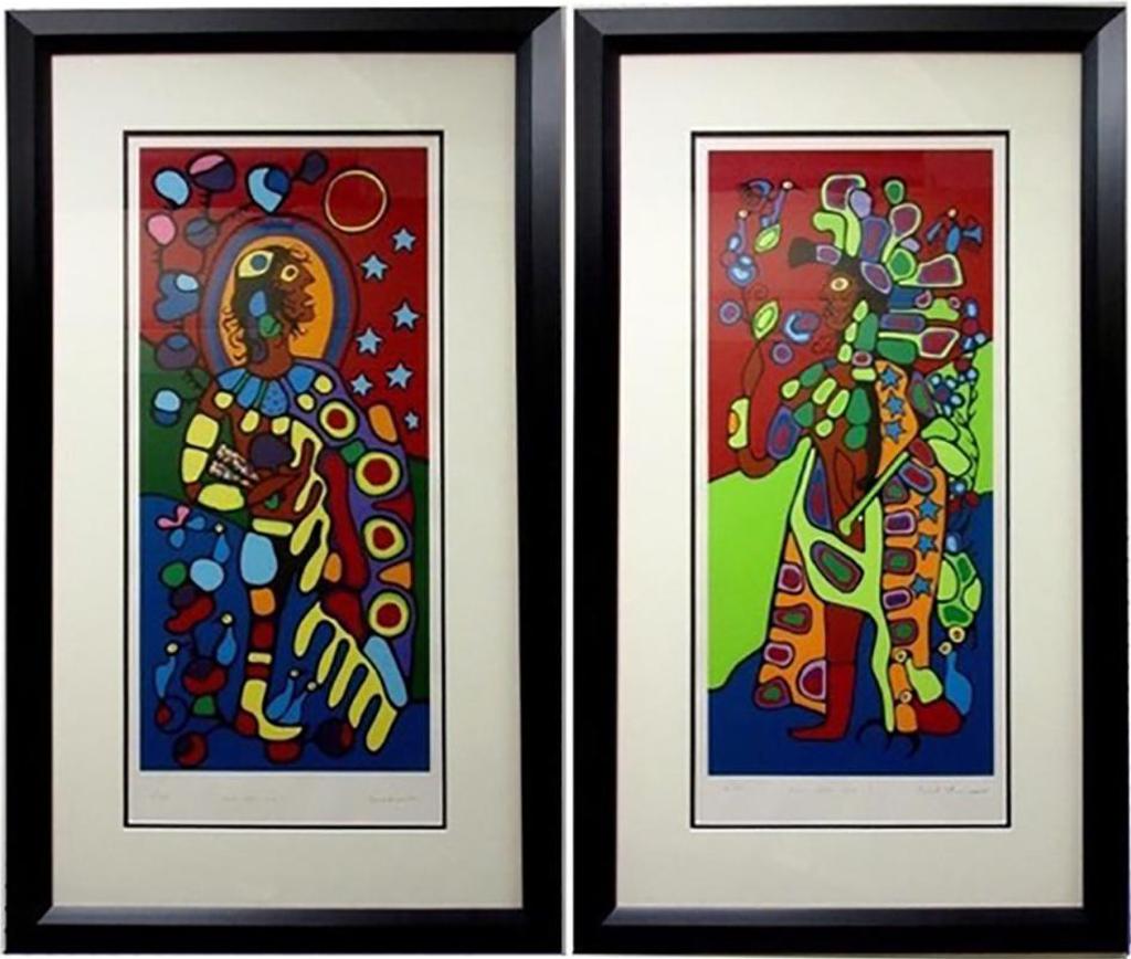 Norval H. Morrisseau (1931-2007) - Shaman Astral Guide I And Shaman Astral Guide Ii