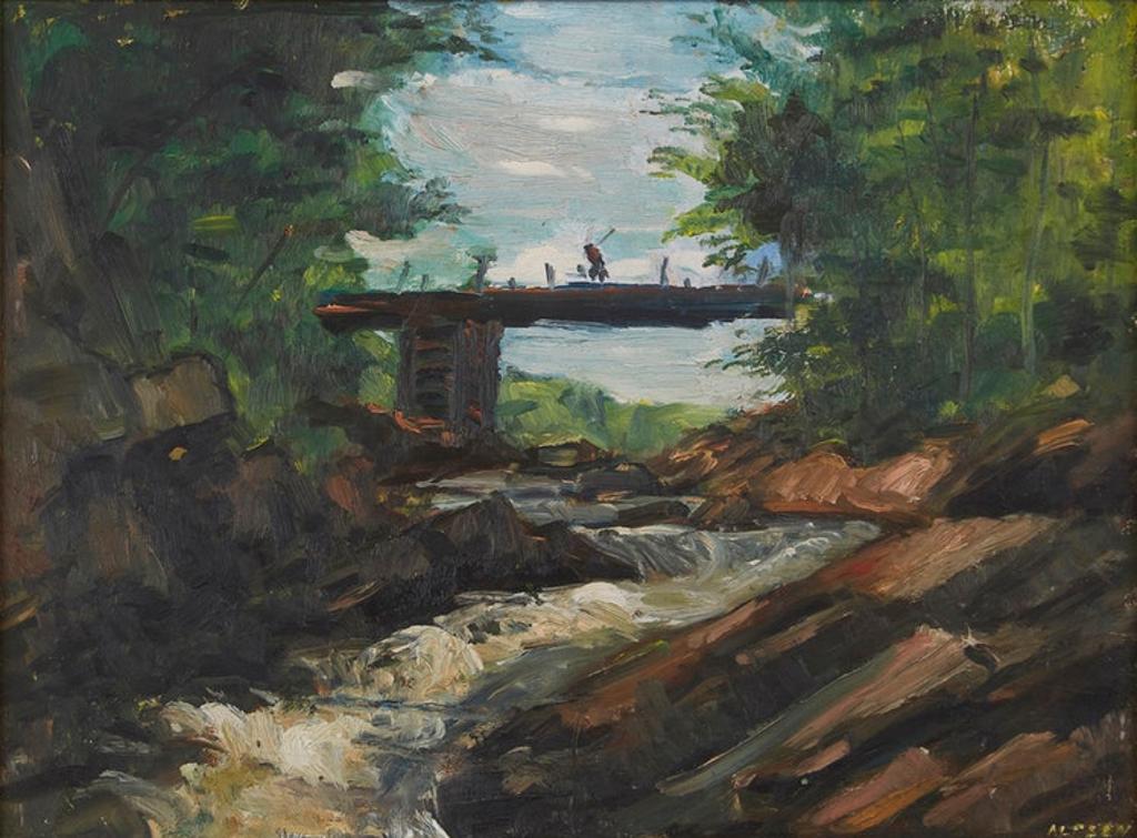John Martin Alfsen (1902-1971) - River Landscape with Bridge