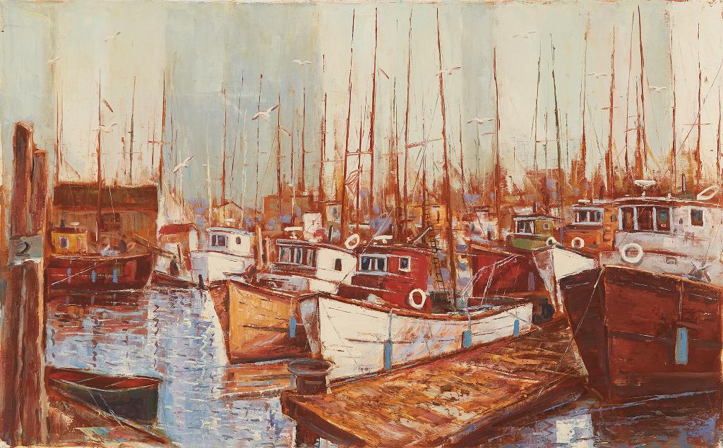 Julius Gyula Marosan (1915-2003) - Boats in the Harbour