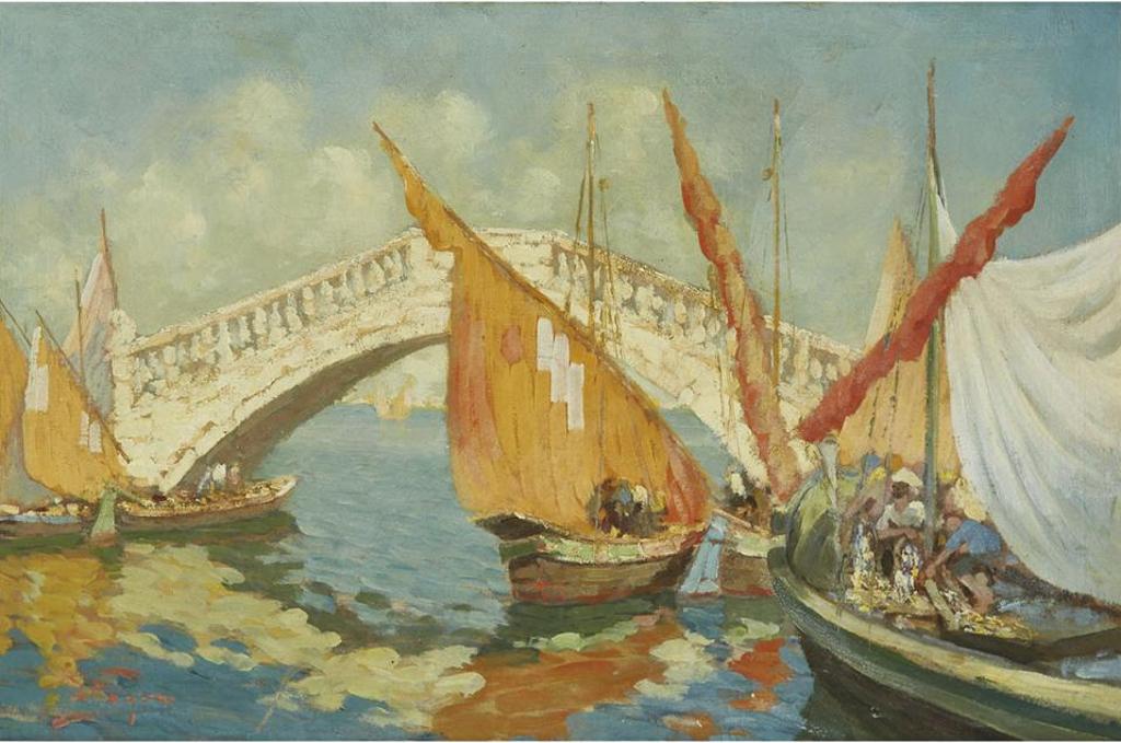 Luigi Pagan (1907-1980) - Boats At Venice