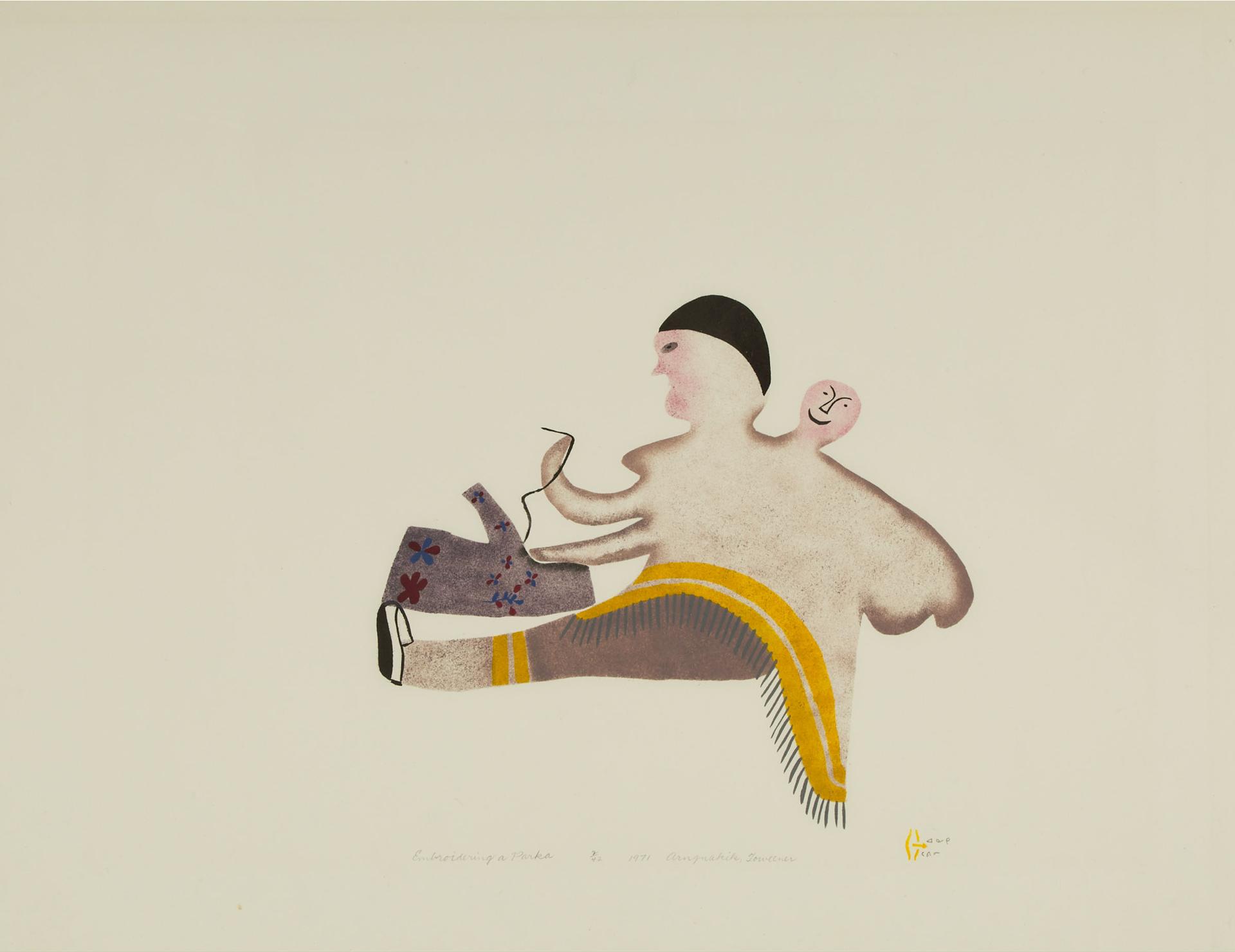 Fanny Arngnakik Arnasungaaq (1929-2001) - Embroidering A Parka, 1971
