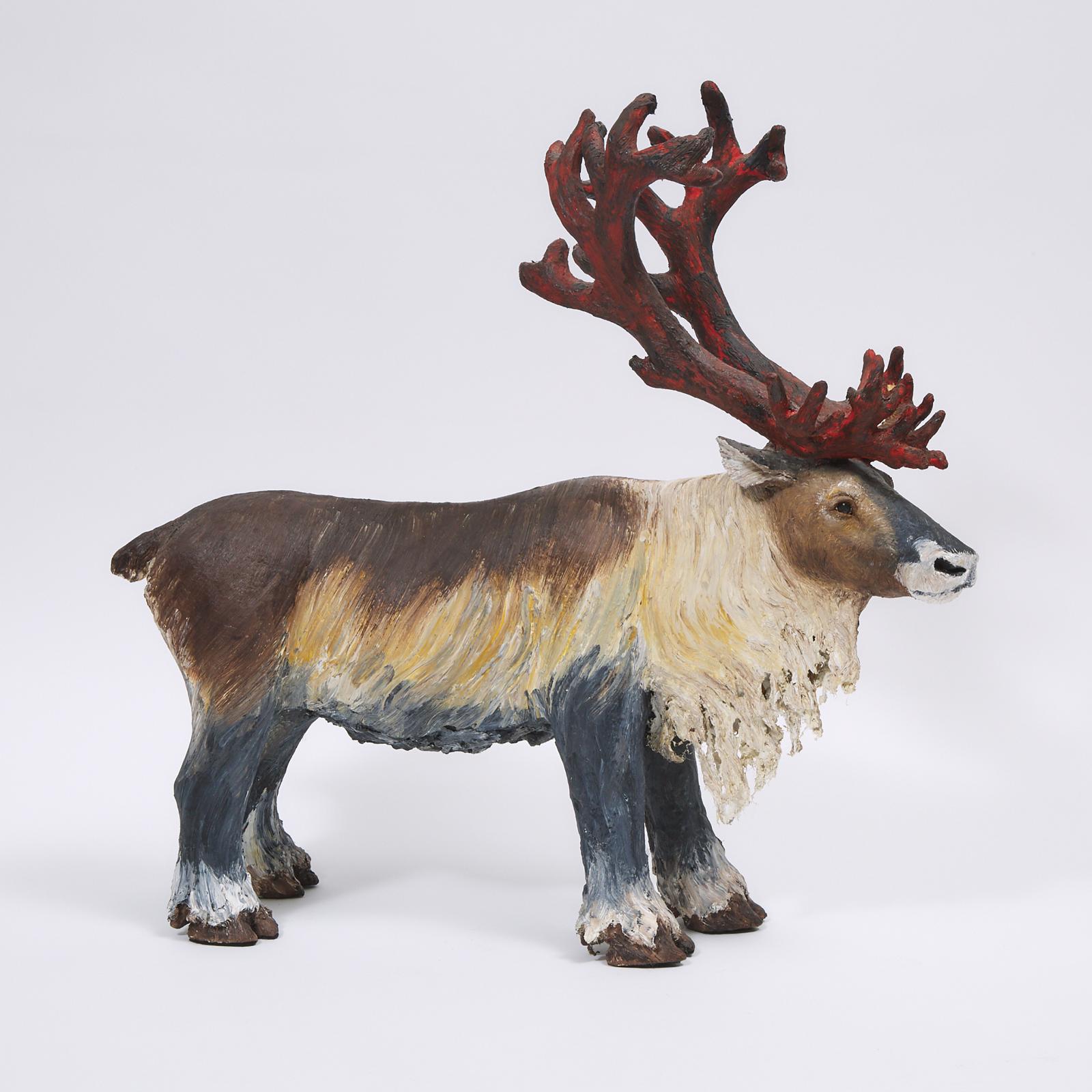 Jordan MacLachlan (1959) - Standing Caribou Shedding Antler Velvet