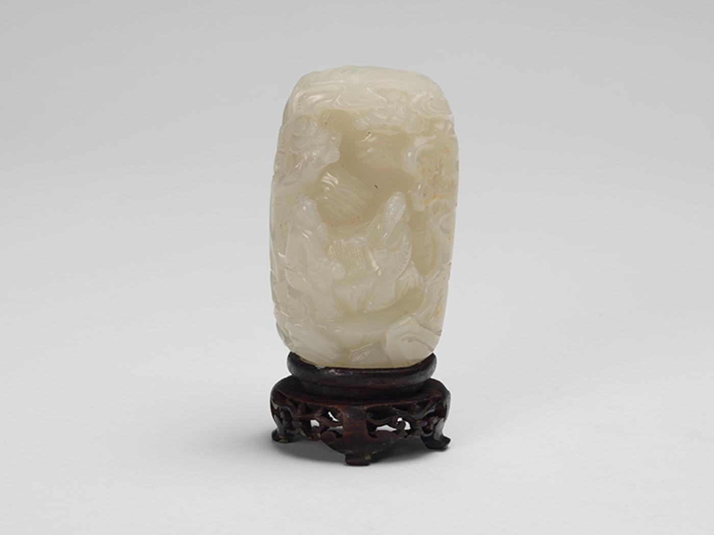 Chinese Art - A Chinese White Jade 'Scholars' Pendant, Late 19th Century